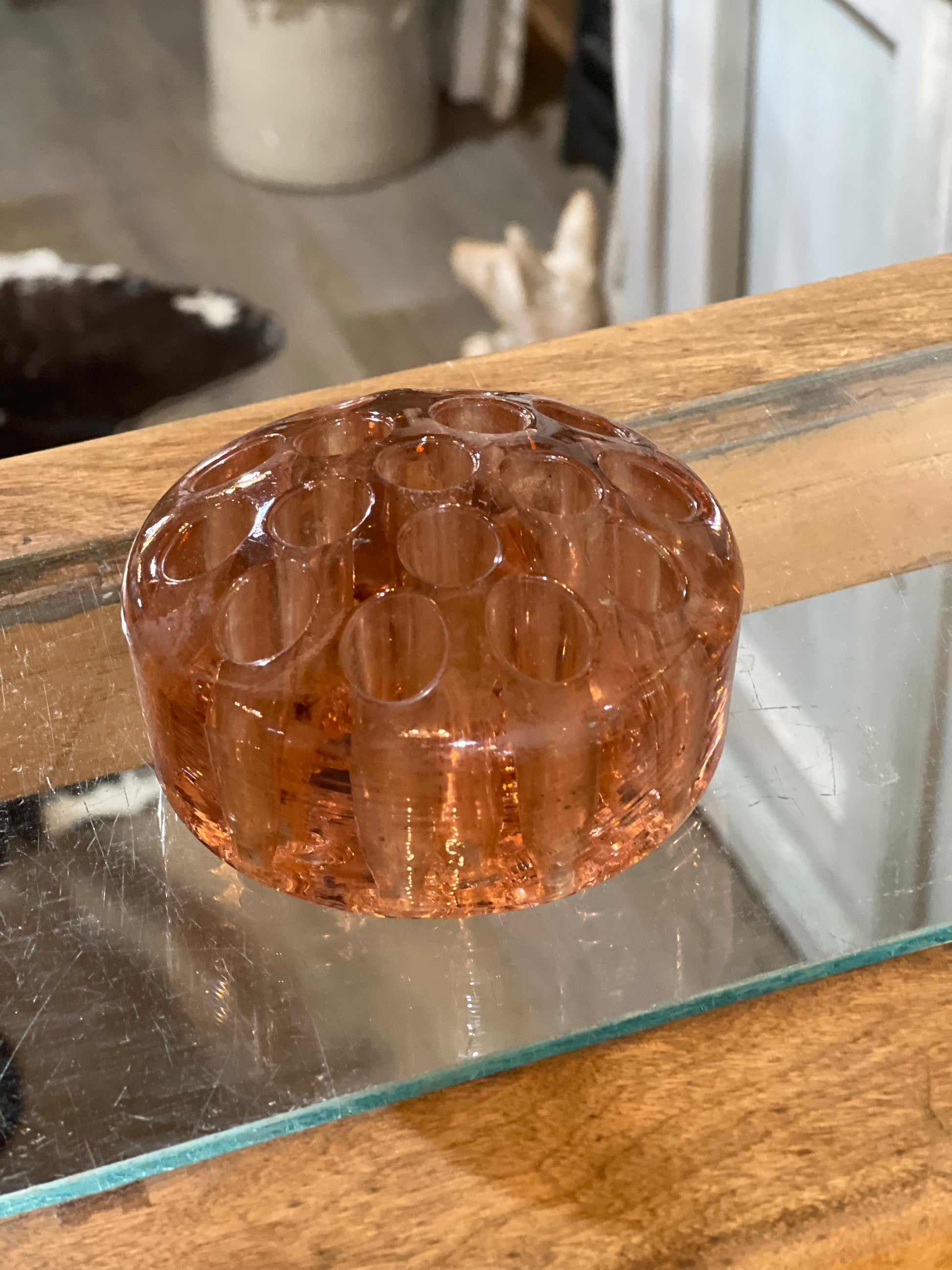 Vintage Pink Depression Glass Flower Frog