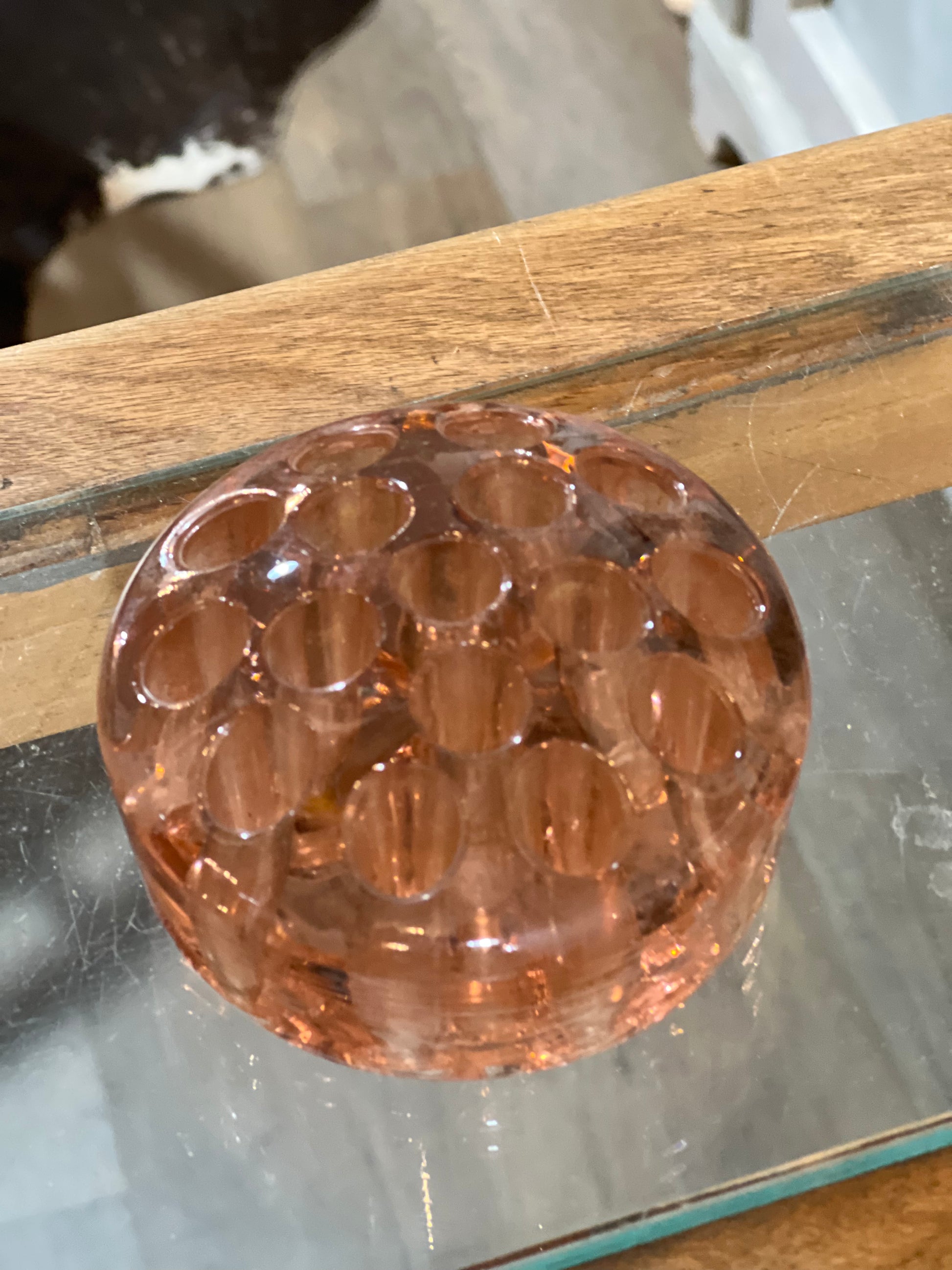 Vintage Pink Depression Glass Flower Frog