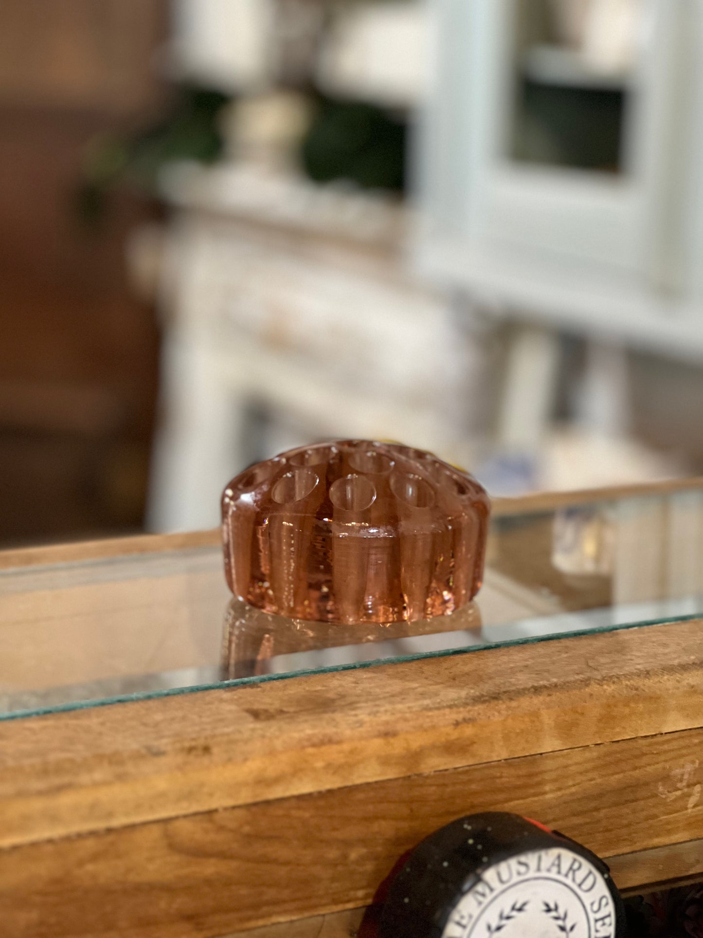 Vintage Pink Depression Glass Flower Frog