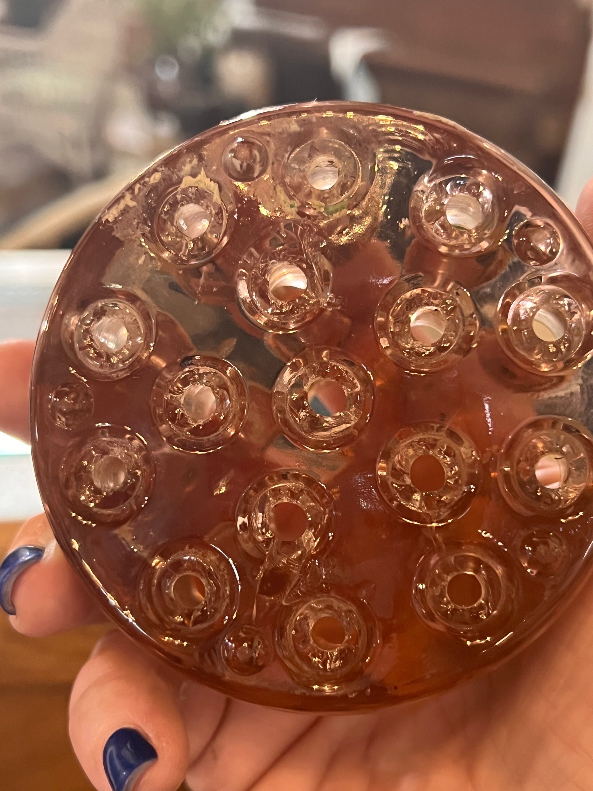 Vintage Pink Depression Glass Flower Frog