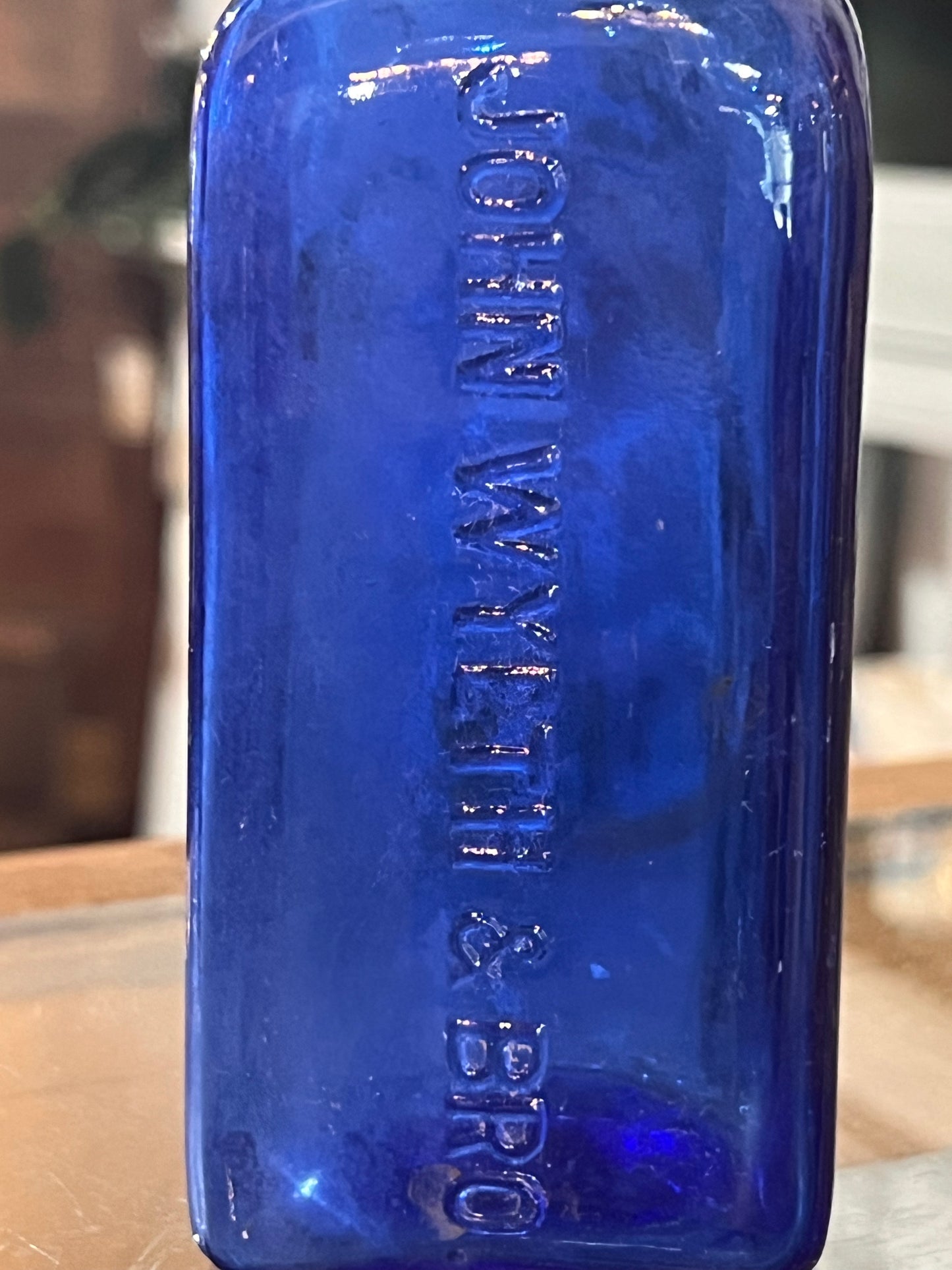 Antique John Wyeth & Bro Cobalt Blue Eye Wash Bottle & Cup