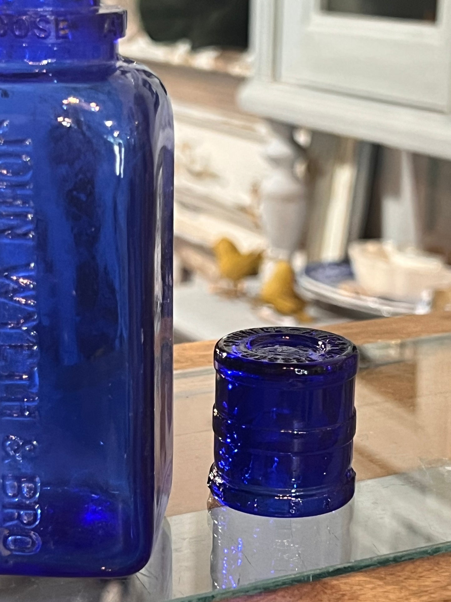 Antique John Wyeth & Bro Cobalt Blue Eye Wash Bottle & Cup