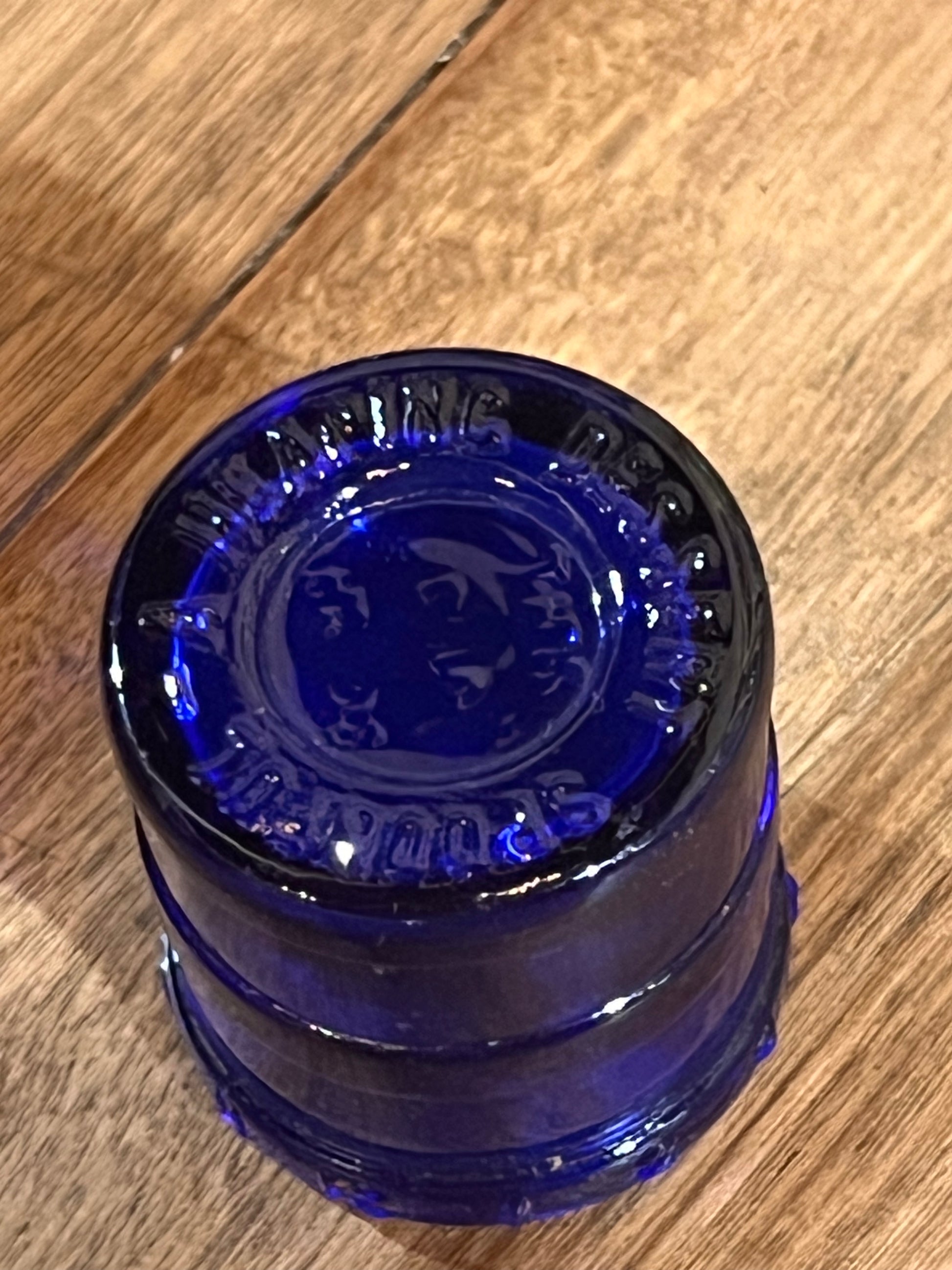 Antique John Wyeth & Bro Cobalt Blue Eye Wash Bottle & Cup