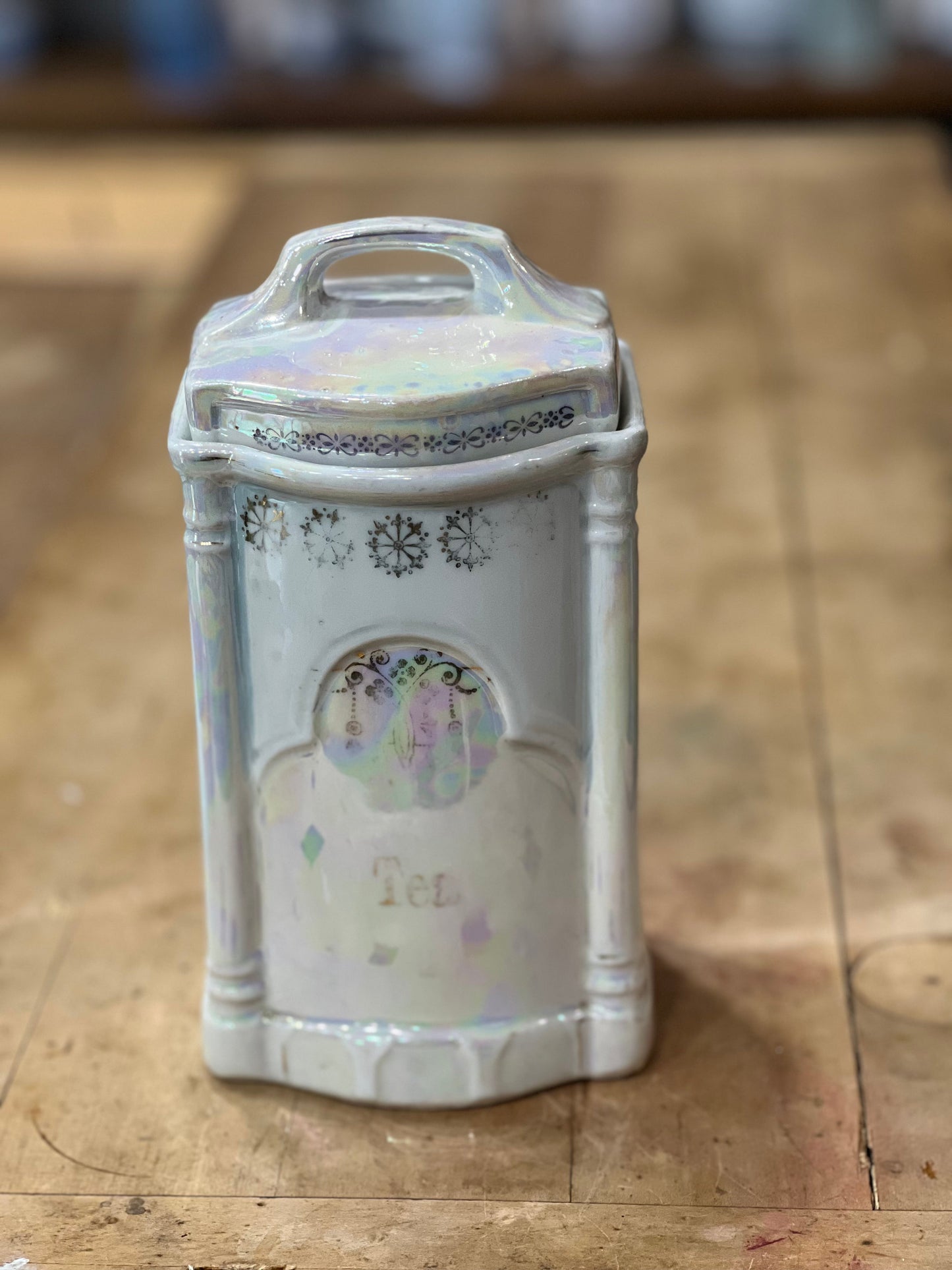 Antique German Lusterware Iridescent Porcelain Kitchen Canisters &amp; Spice Jars (Sold Individually) The Mustard Seed Collection, The Seed