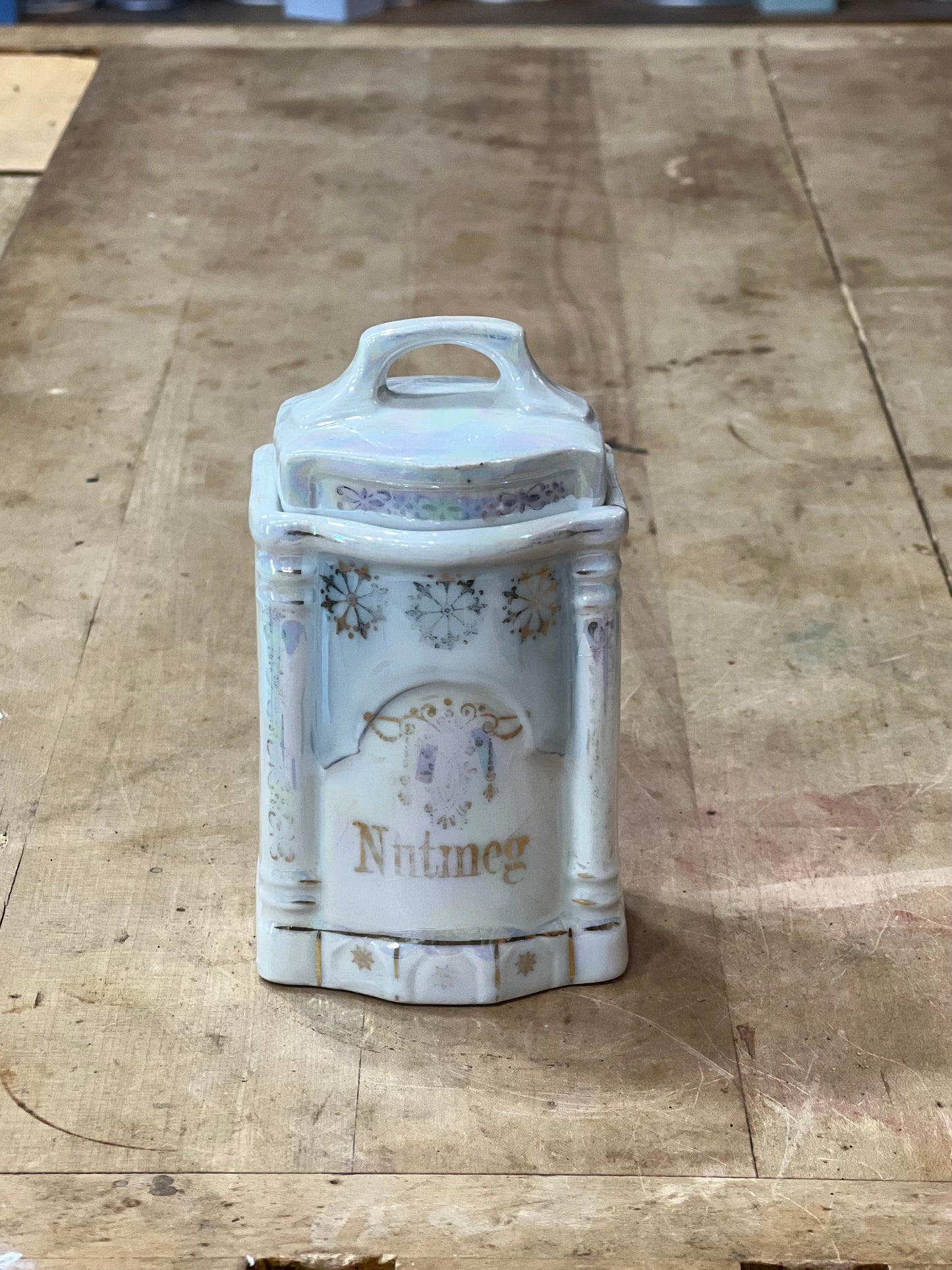 Antique German Lusterware Iridescent Porcelain Kitchen Canisters &amp; Spice Jars (Sold Individually) The Mustard Seed Collection, The Seed