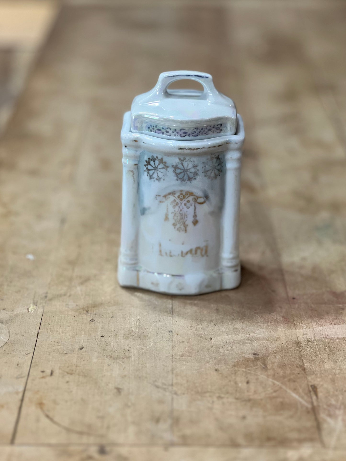 Antique German Lusterware Iridescent Porcelain Kitchen Canisters &amp; Spice Jars (Sold Individually) The Mustard Seed Collection, The Seed