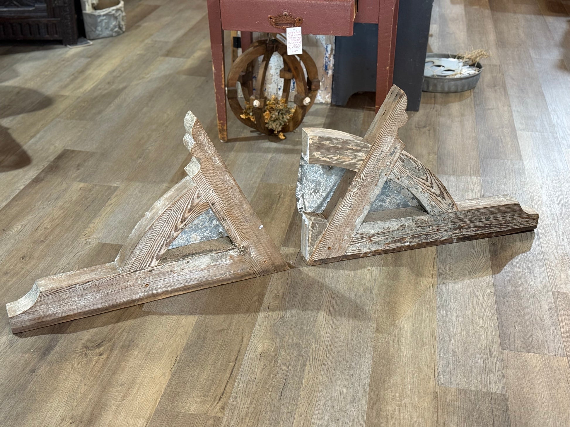 Pair of Chippy Corbels with Metal