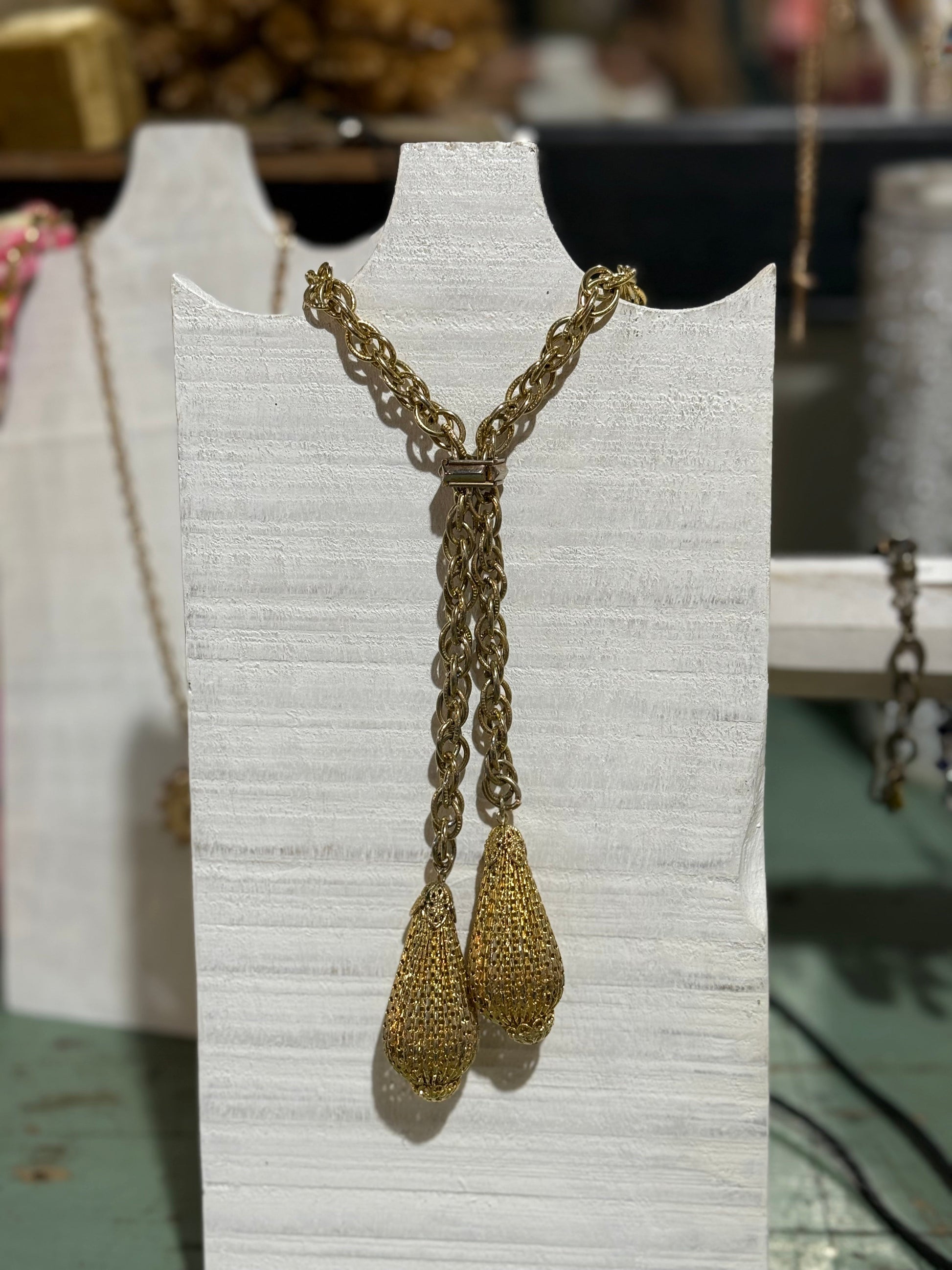 Vintage Gold Tone 2 Bulb Necklace