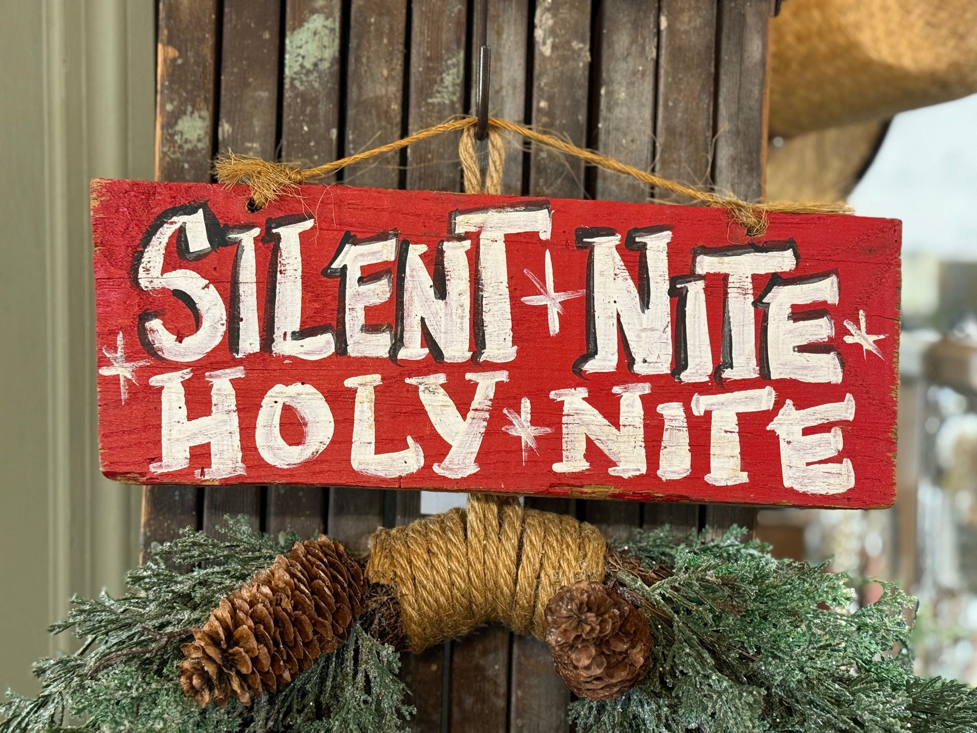 Silent Nite Wooden Sign