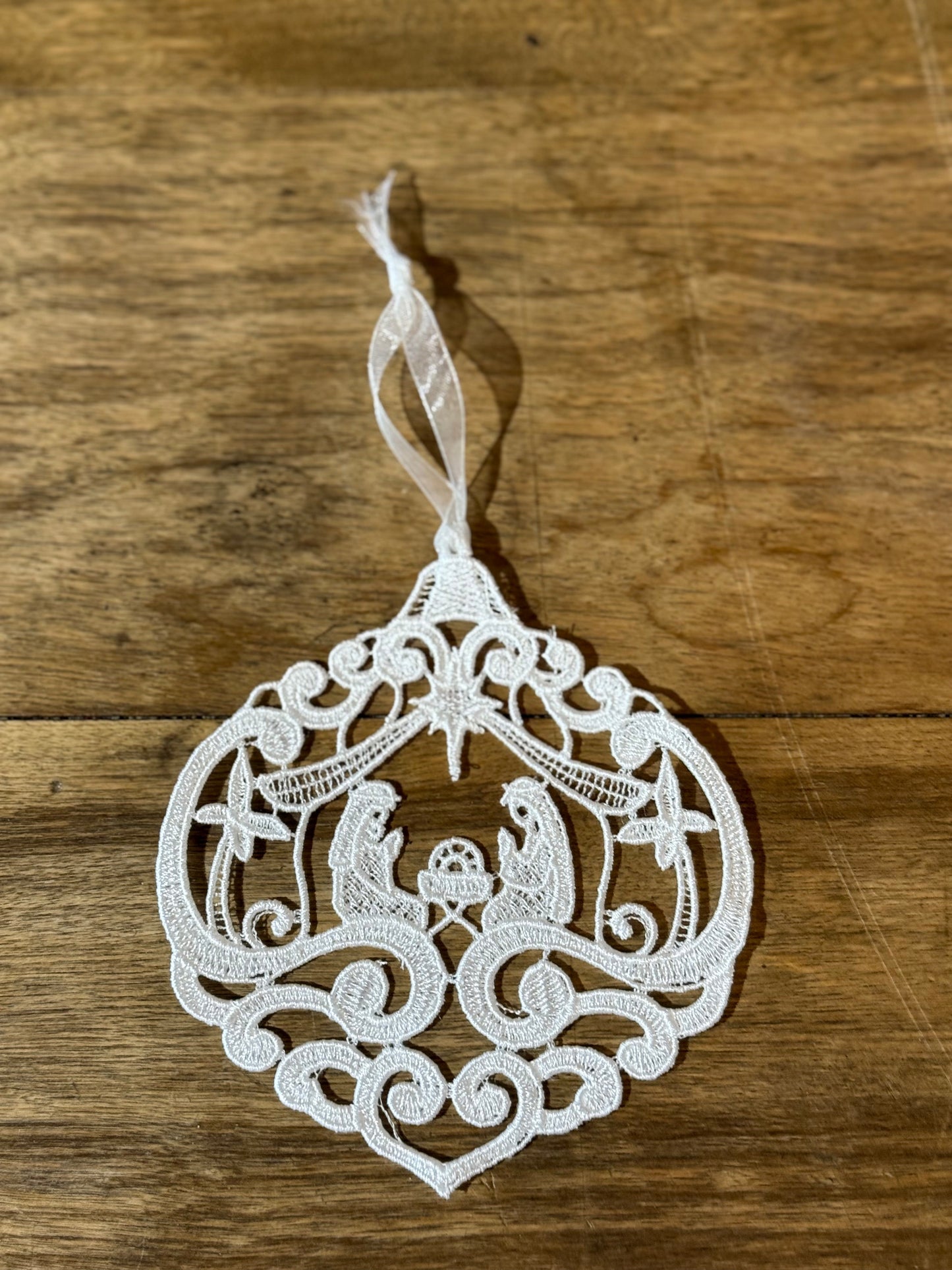 Embroidered Ornament Nativity Scene