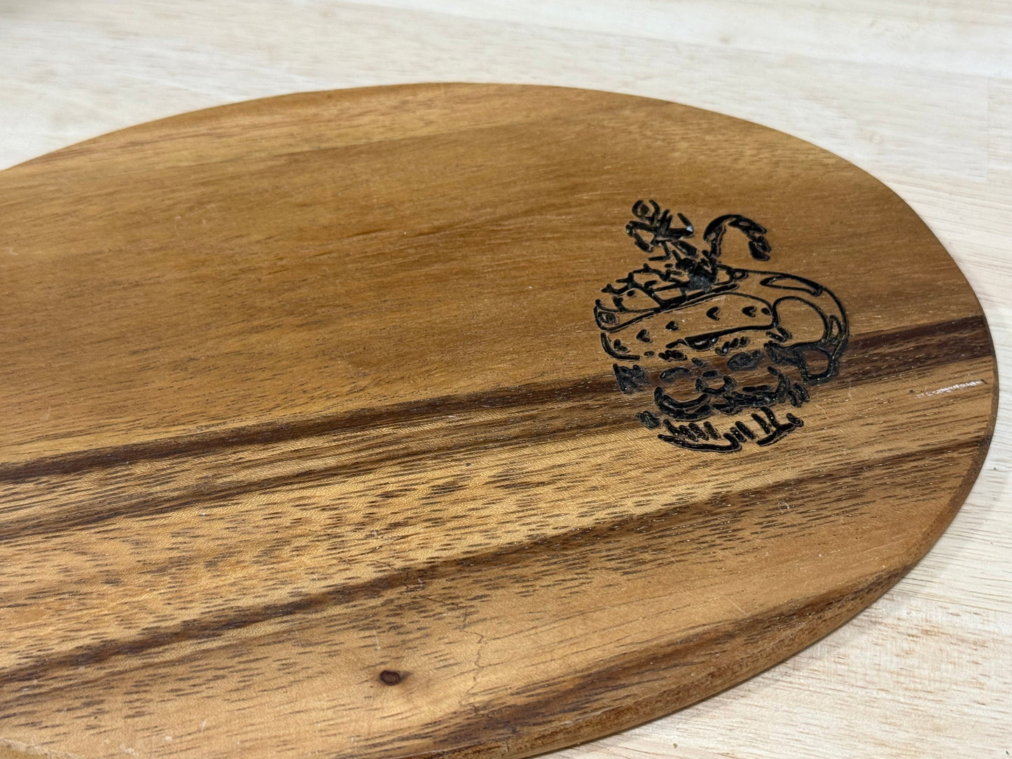 Laser Santa on Vintage Cheese Board