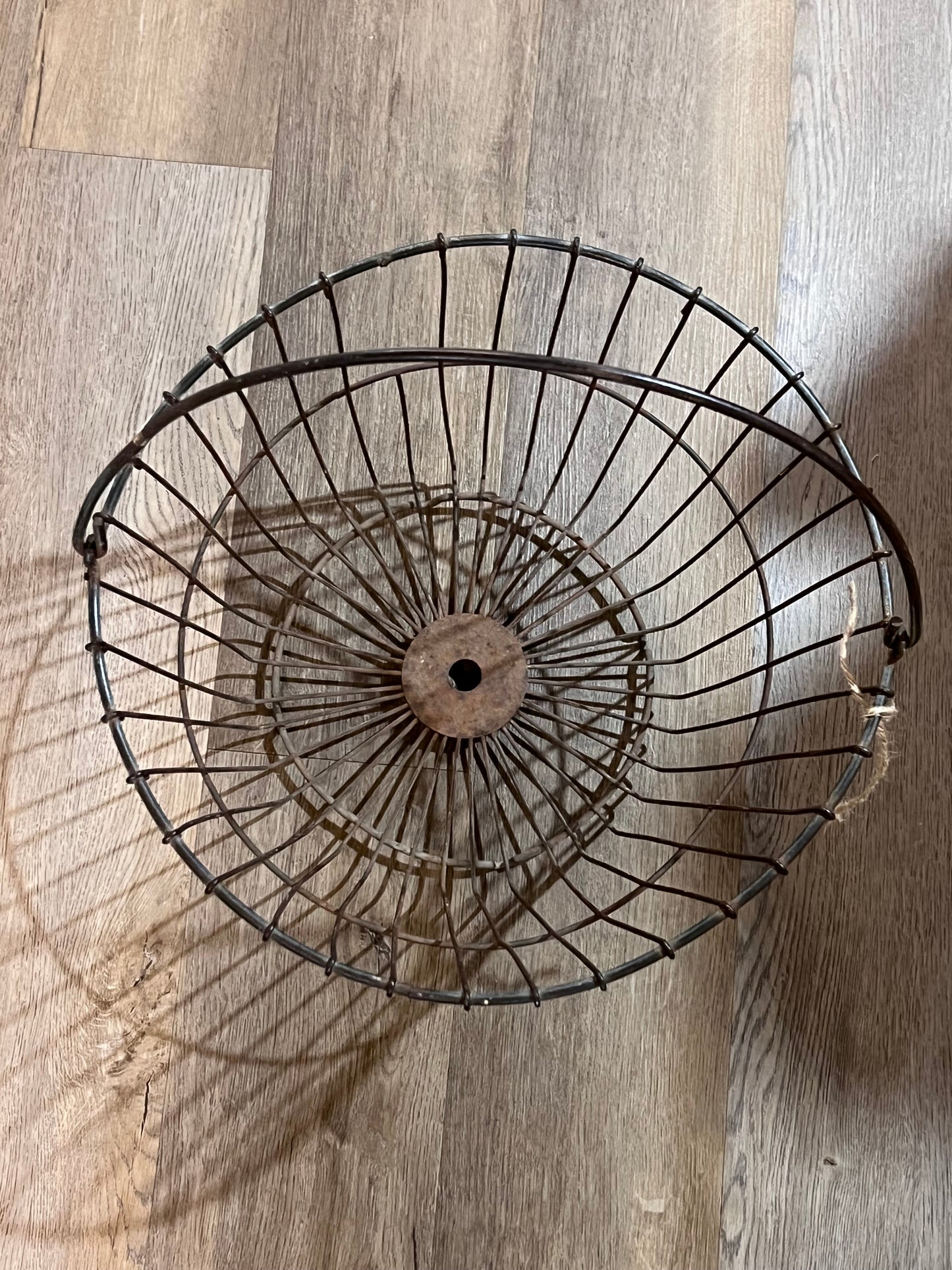 Antique Industrial Wire Clam & Egg Basket with Swing Handle Highway 127 Yard Sale