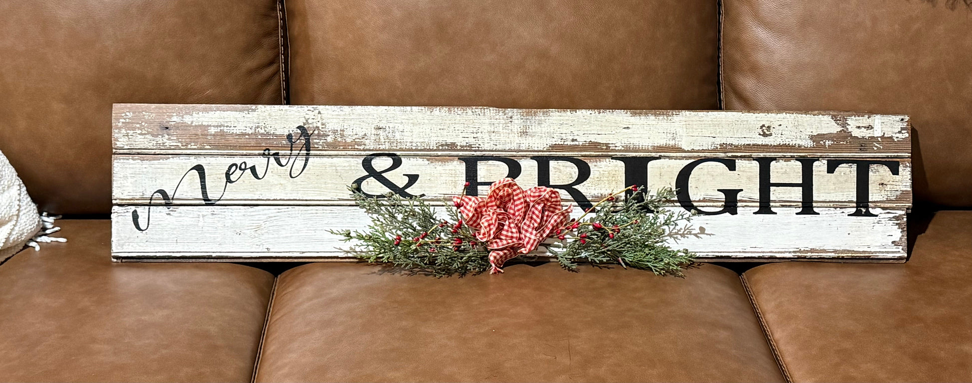 Merry & Bright Wood Sign