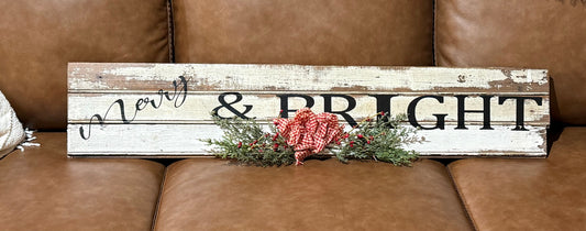 Merry & Bright Wood Sign