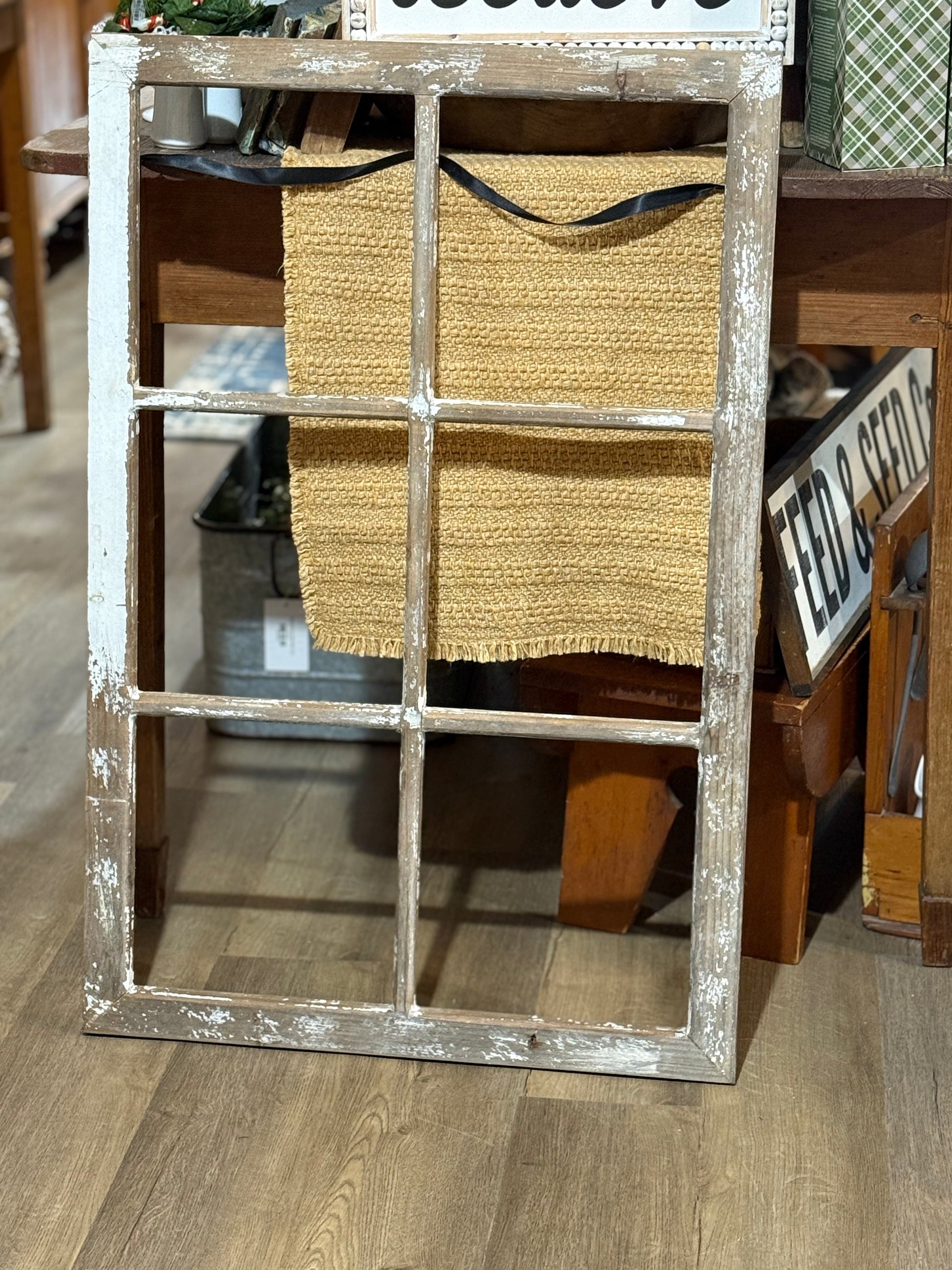 White Distressed Wood Window Frame