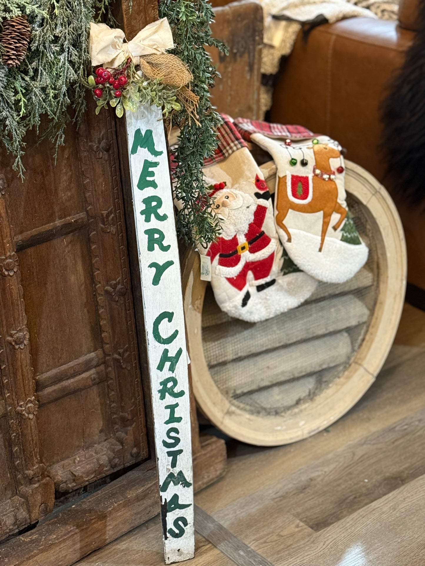 Rustic Hand-Painted Merry Christmas Sign