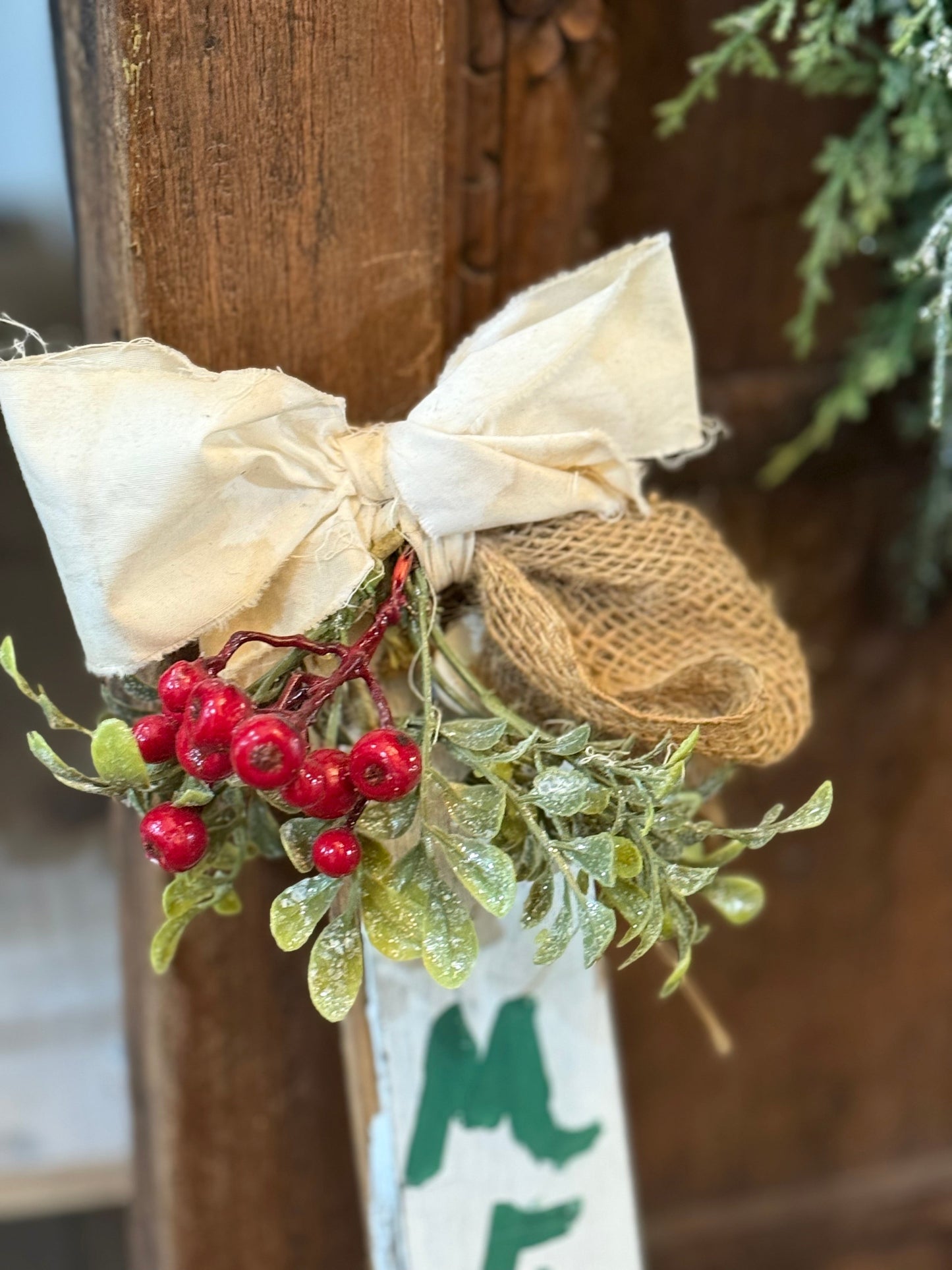Rustic Hand-Painted Merry Christmas Sign