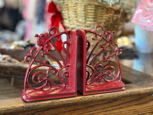 Red Cast Iron Bookends