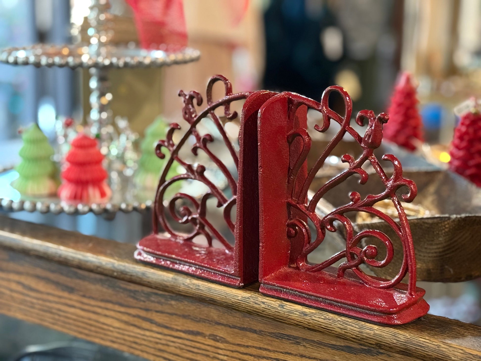 Red Cast Iron Bookends