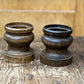Vintage Turned Wood Pillar Candle Holders – Set of 2