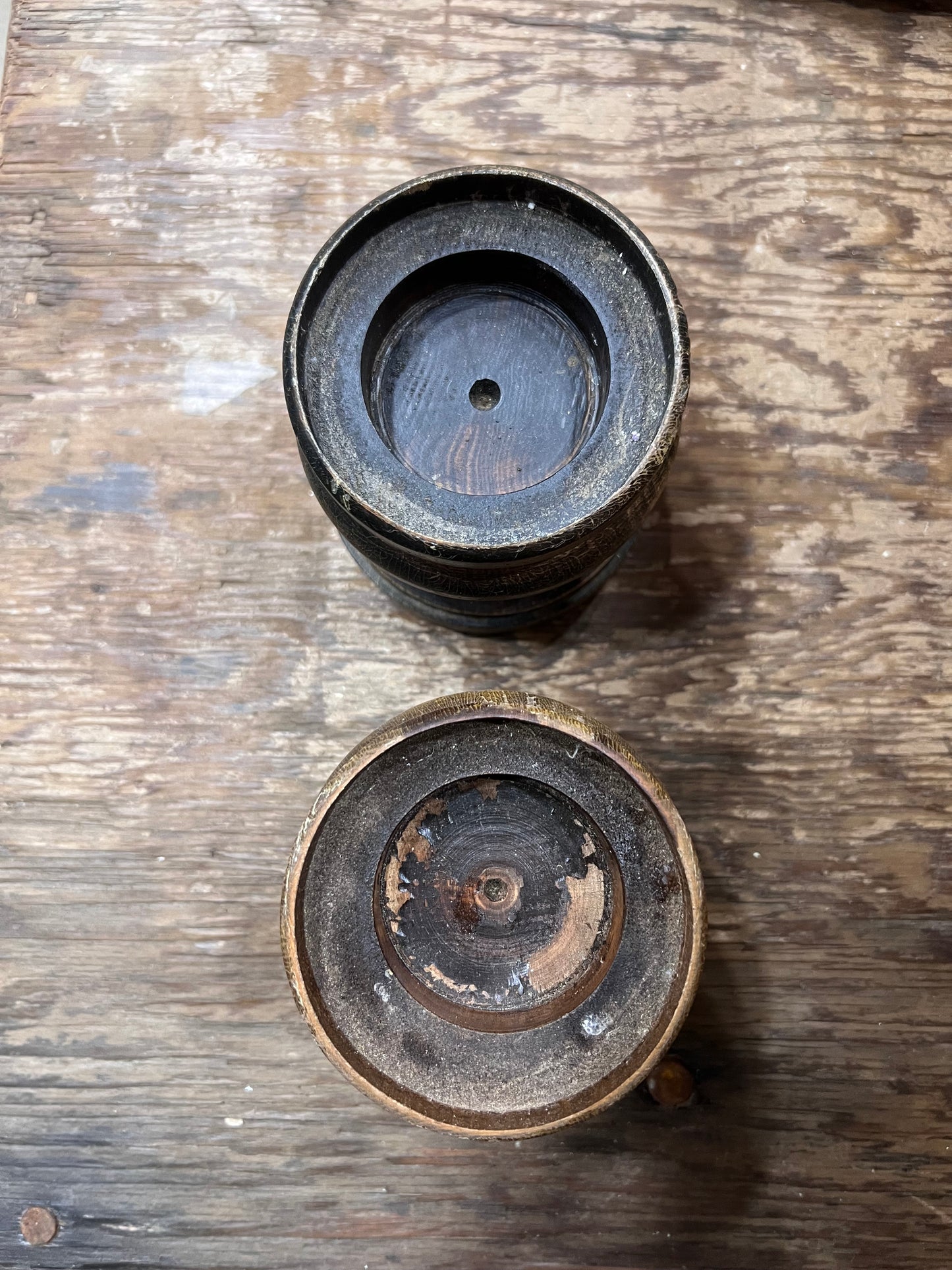 Vintage Turned Wood Pillar Candle Holders – Set of 2