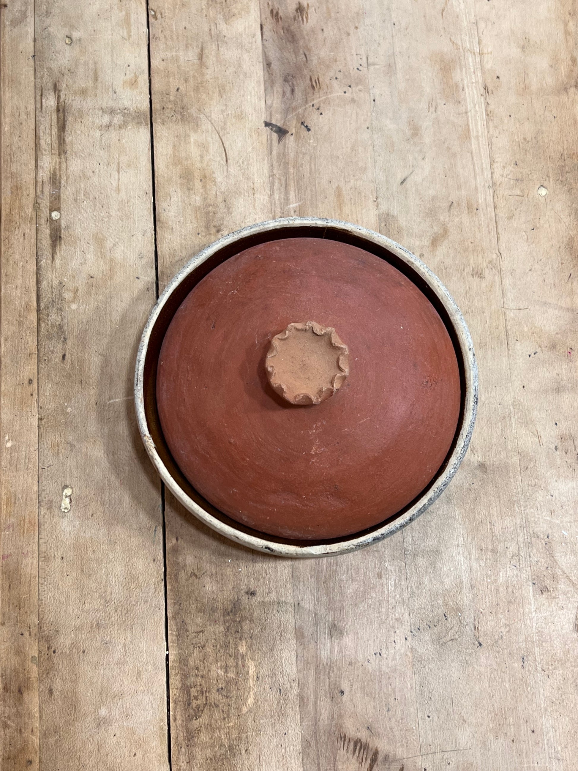 Vintage Studio Pottery Red Clay Covered Tortilla Warmer / Casserole Dish