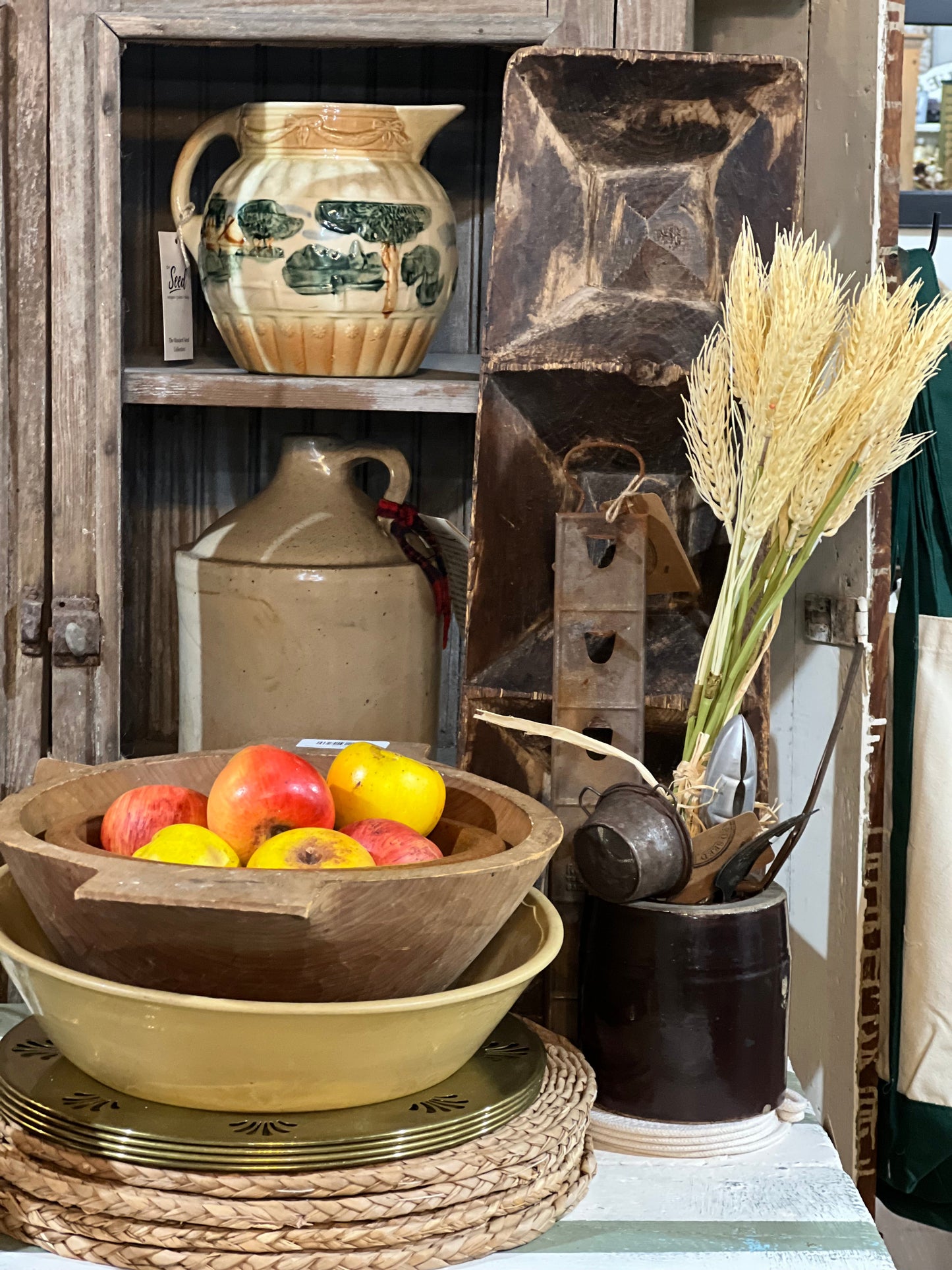 Mini Fall Harvest Faux Wheat Sheaf with Raffia Bow The Mustard Seed Collection, The Seed