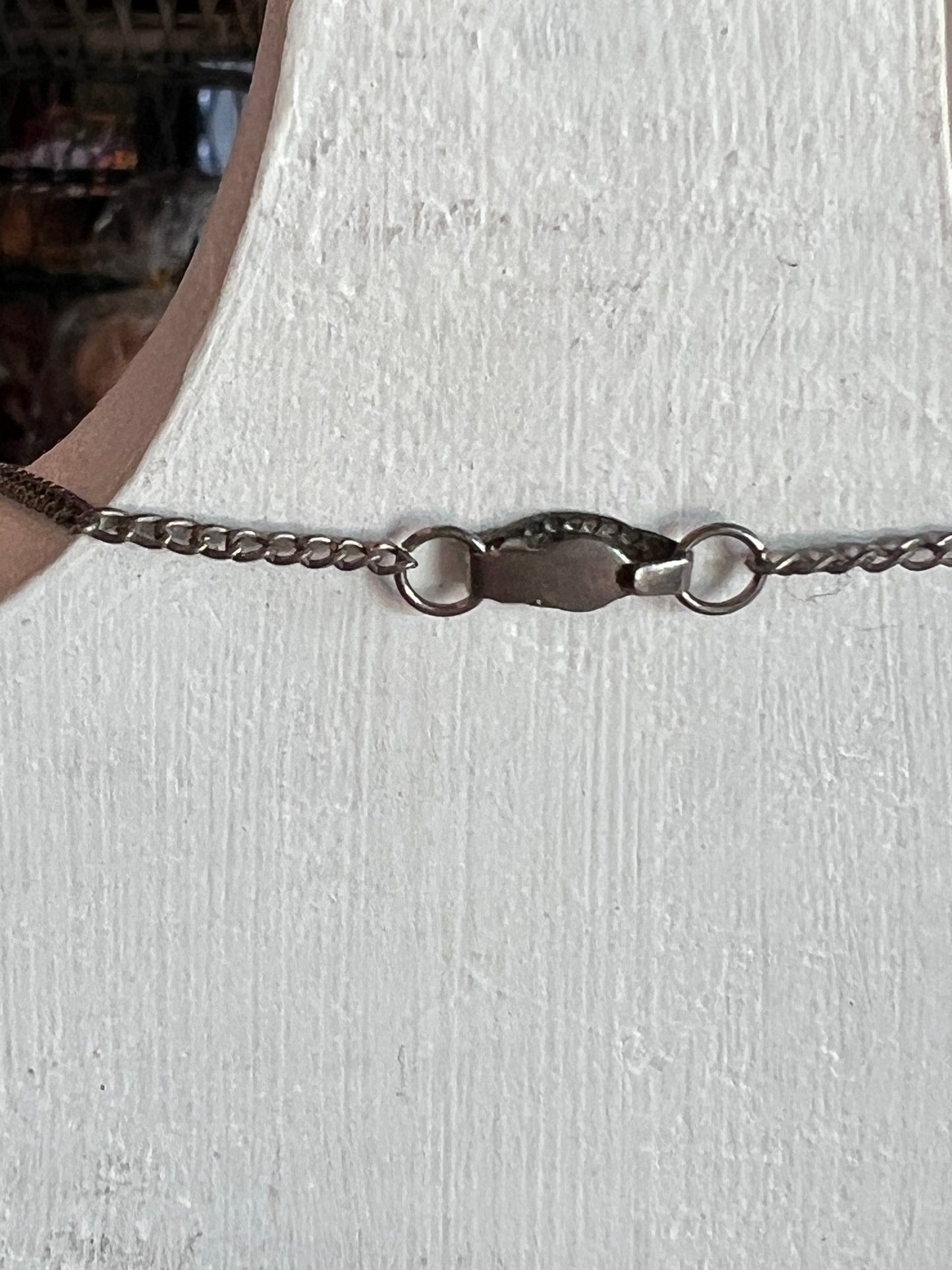 Vintage Silver-Tone Faux Turquoise Crown Pendant Necklace – 18" Chain The Mustard Seed Collection