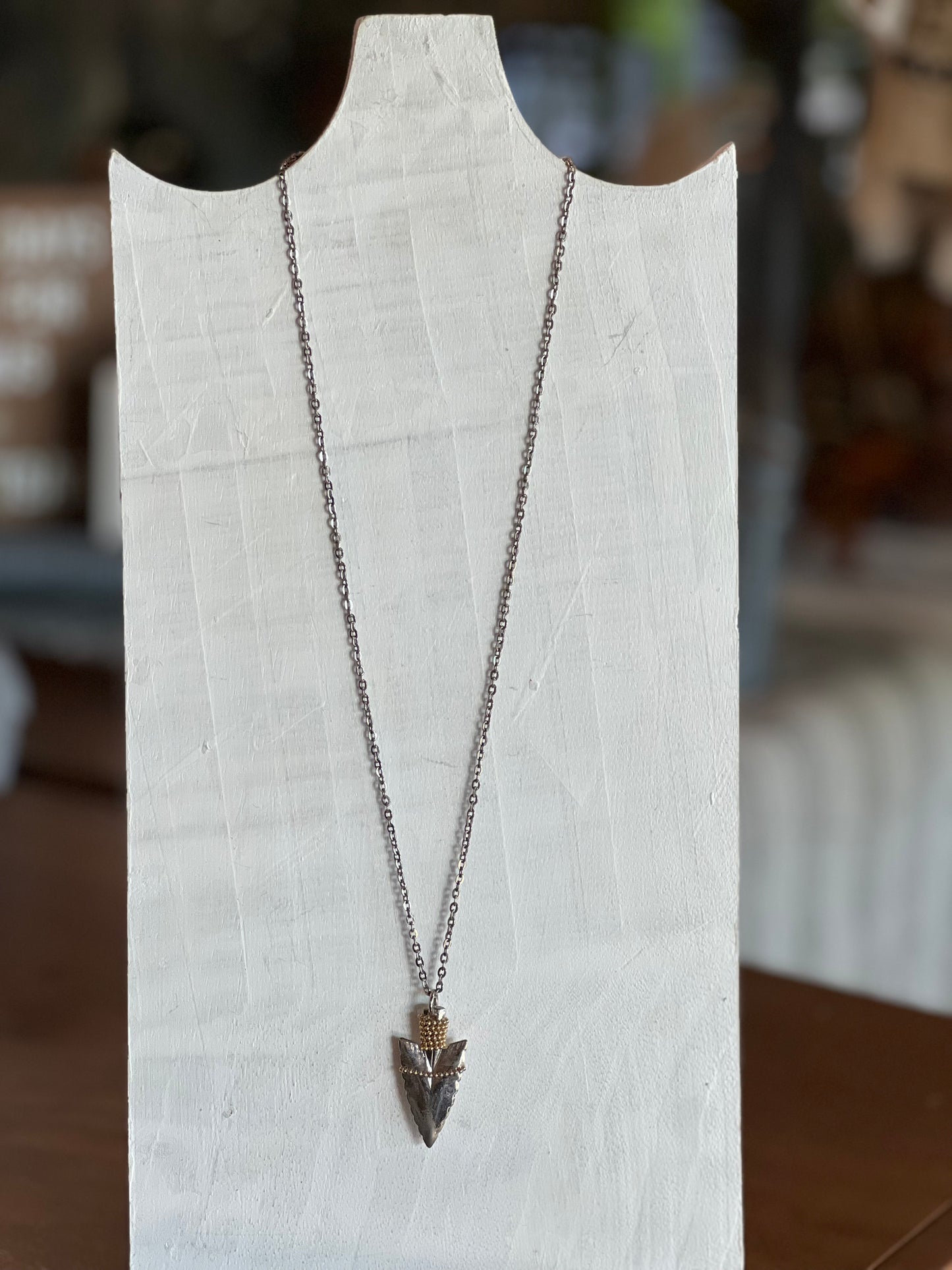 Mixed-Metal Arrowhead Pendant Necklace - 18"