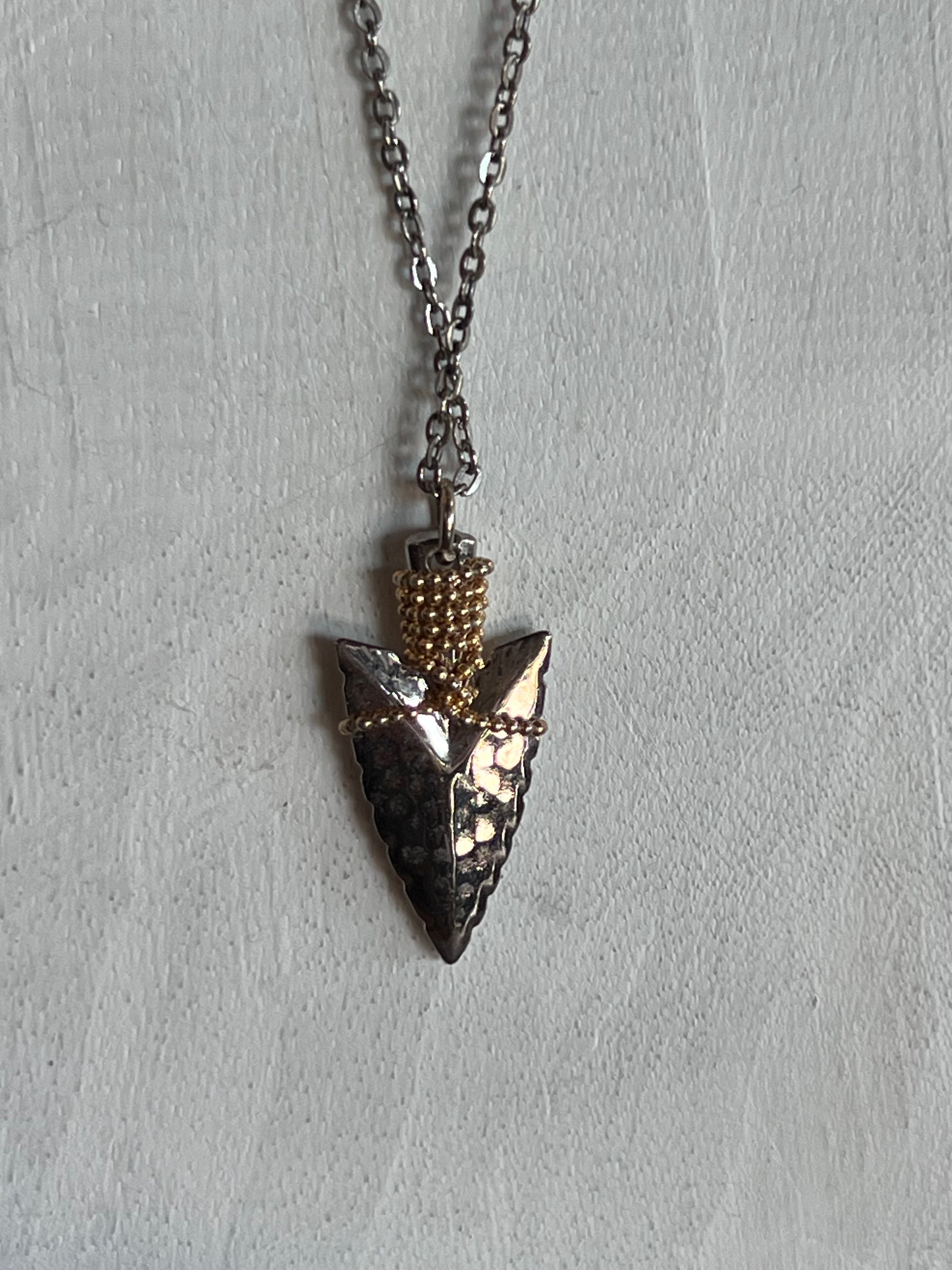 Mixed-Metal Arrowhead Pendant Necklace - 18"