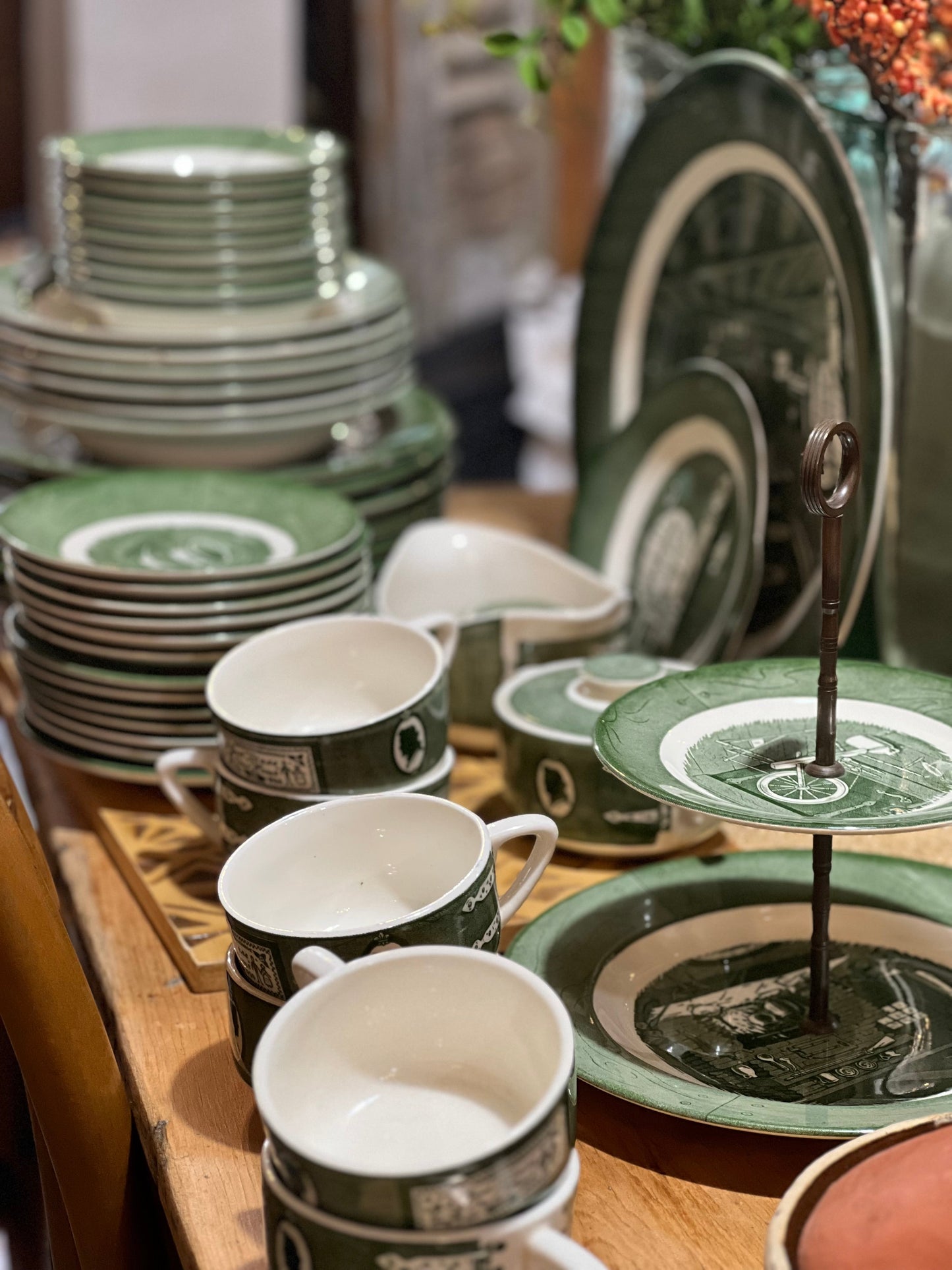 Vintage Colonial Homestead Green by Royal China – Pick Your Piece (Sold Separately) The Mustard Seed Collection, The Seed