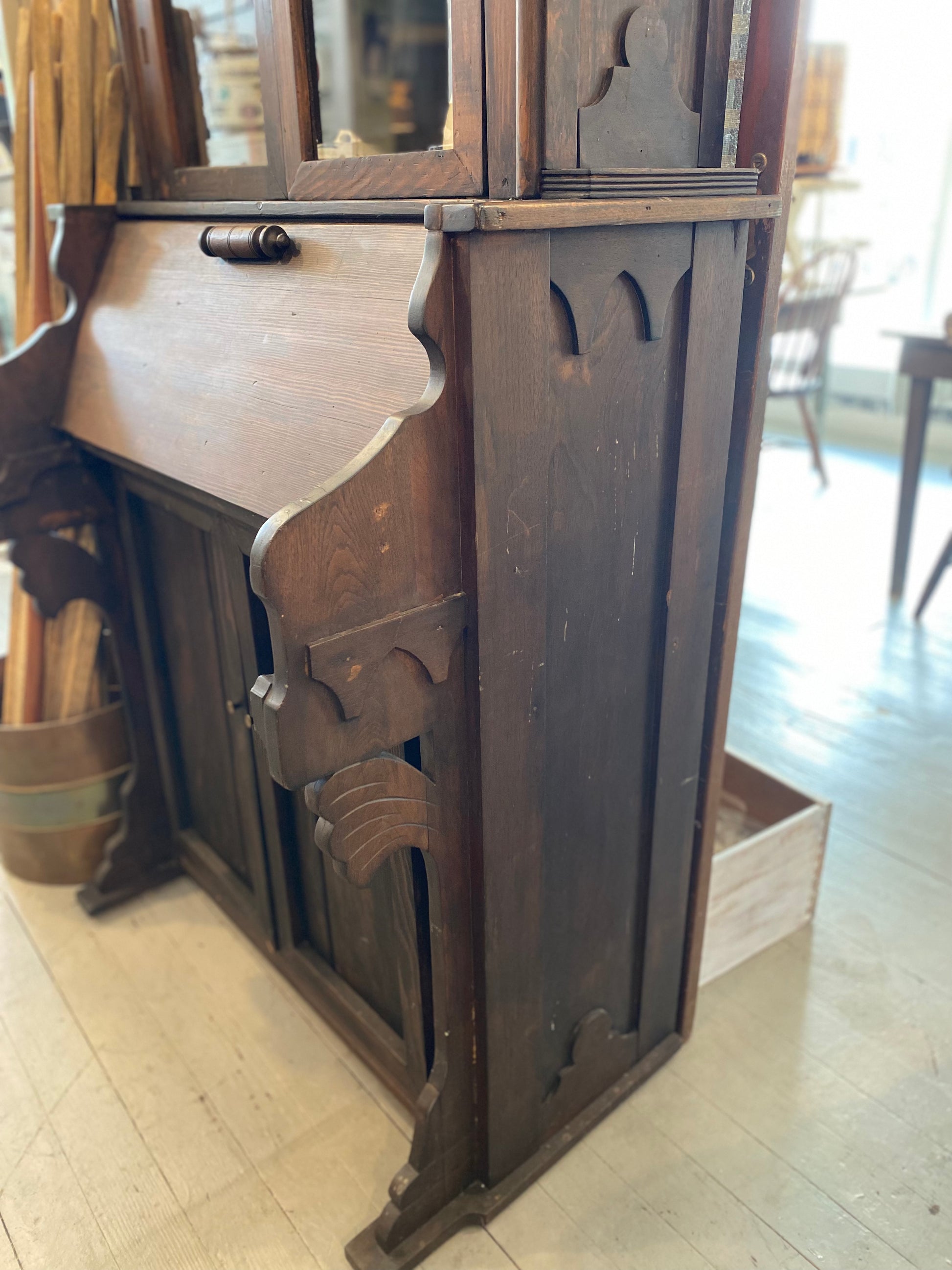 Custom Hand Painted & Handmade Vintage Pine Secretary