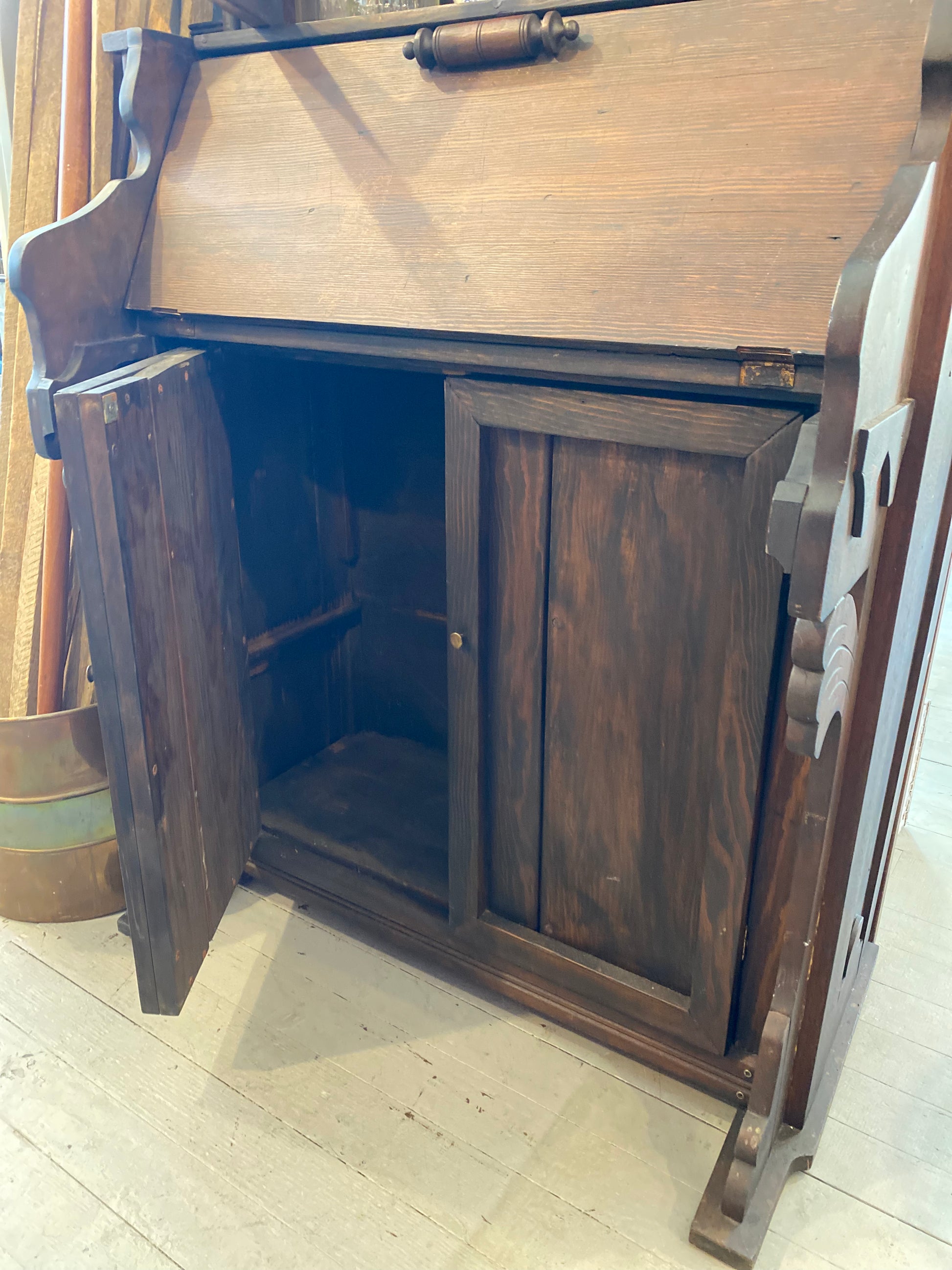 Custom Hand Painted & Handmade Vintage Pine Secretary