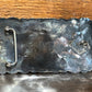 **confirm metal before posting... Vintage Southwestern Three-Stone Turquoise Scalloped Belt Buckle Turkey Creek Donations