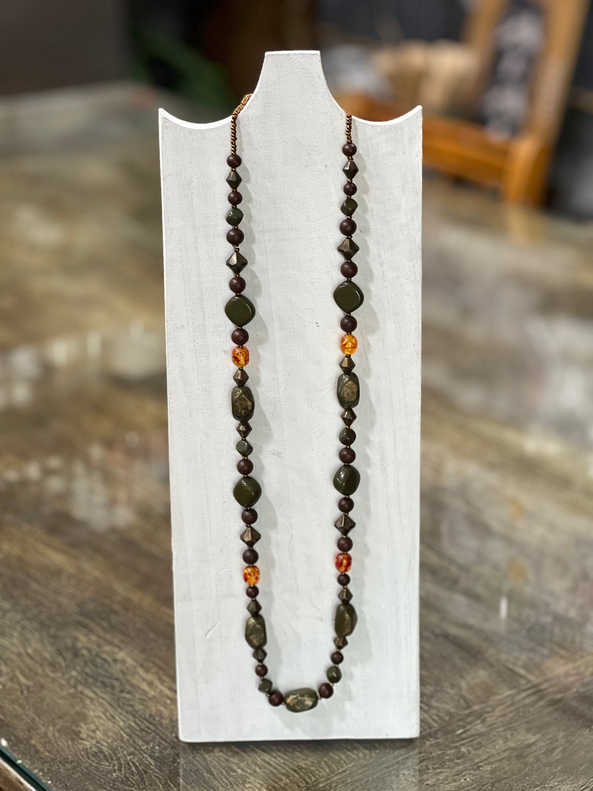 Chunky Earth Tone Multi-Bead Statement Necklace