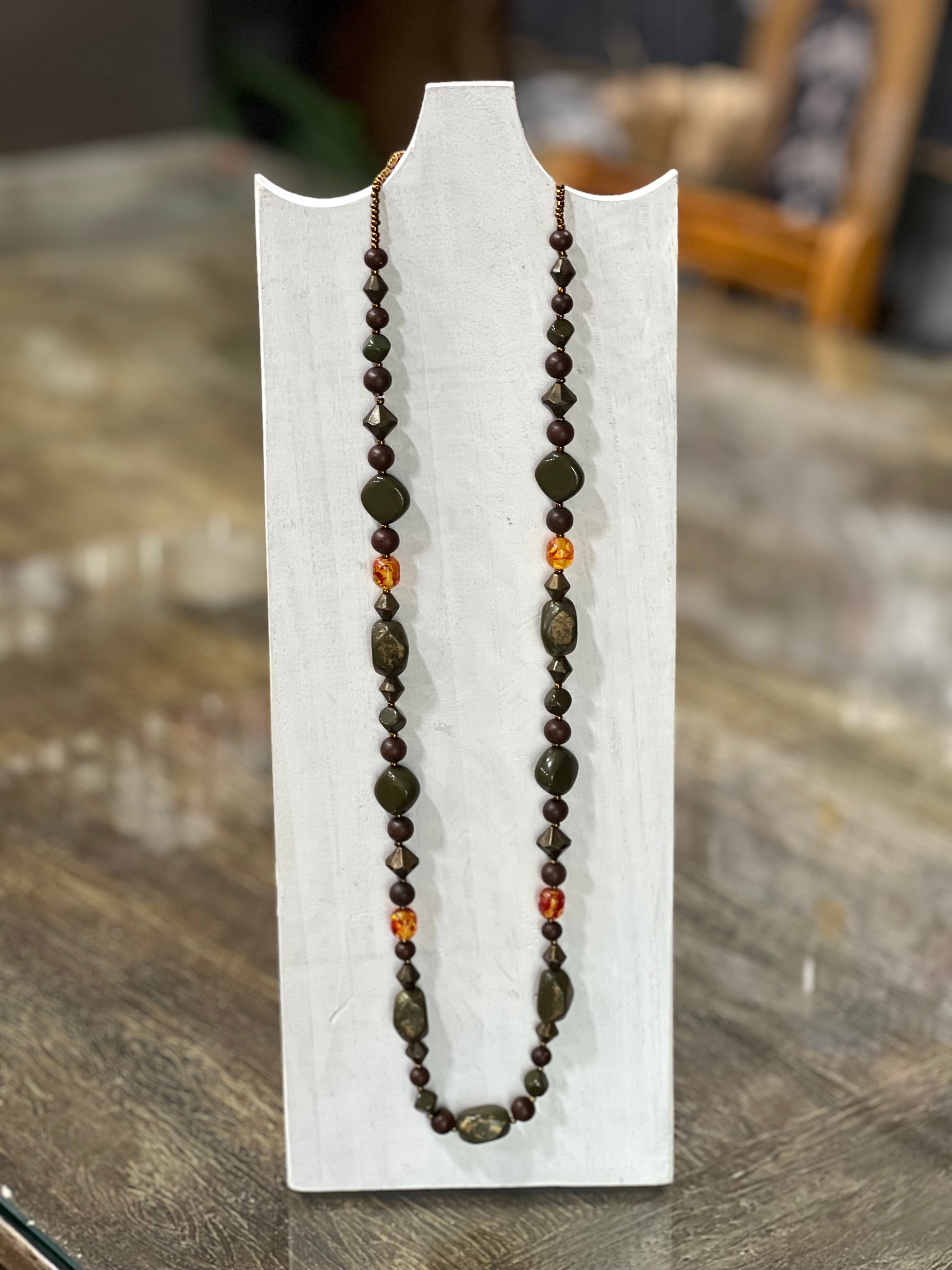 Chunky Earth Tone Multi-Bead Statement Necklace