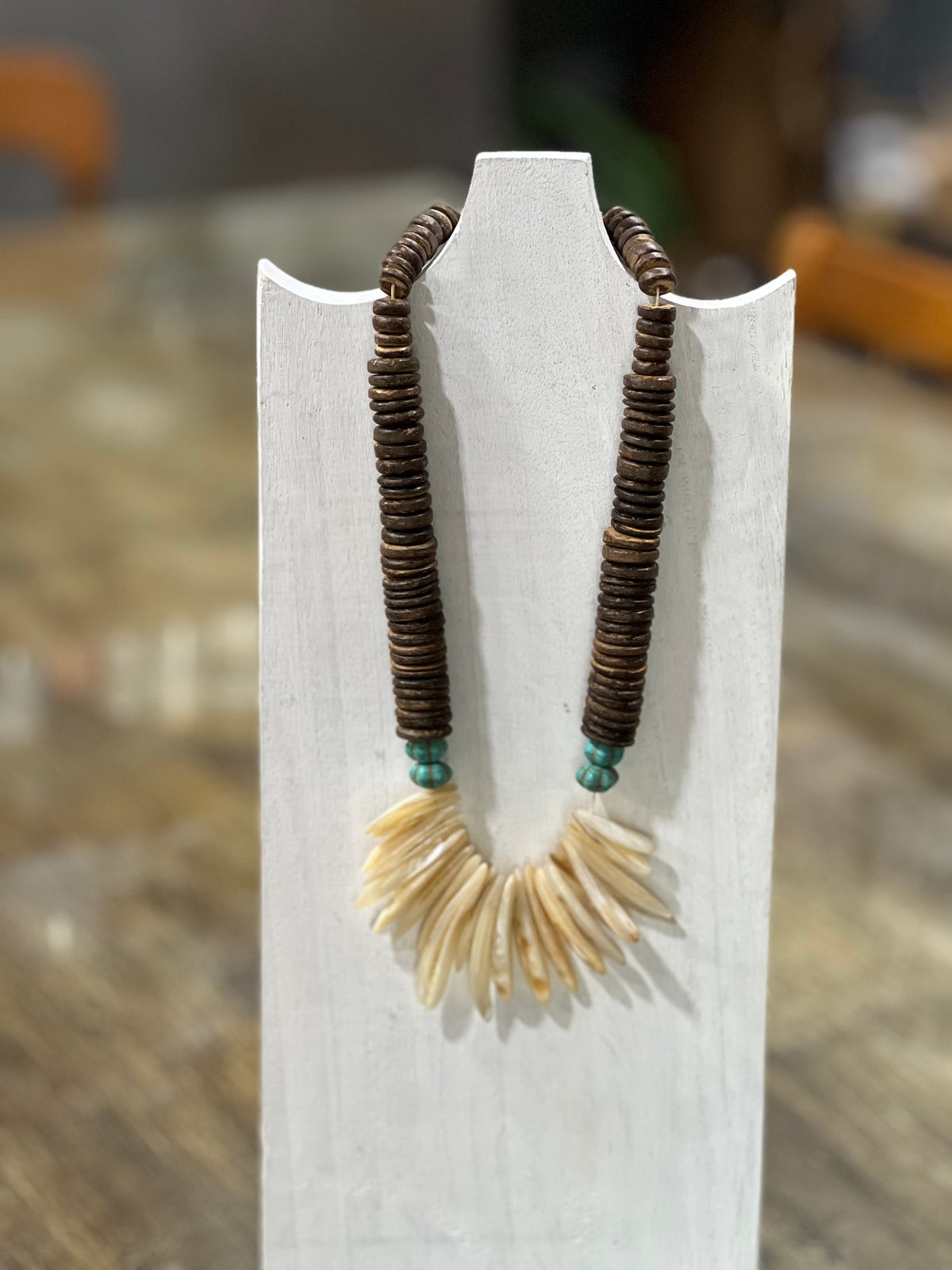 Boho Mother of Pearl Spall Collar Statement Necklace