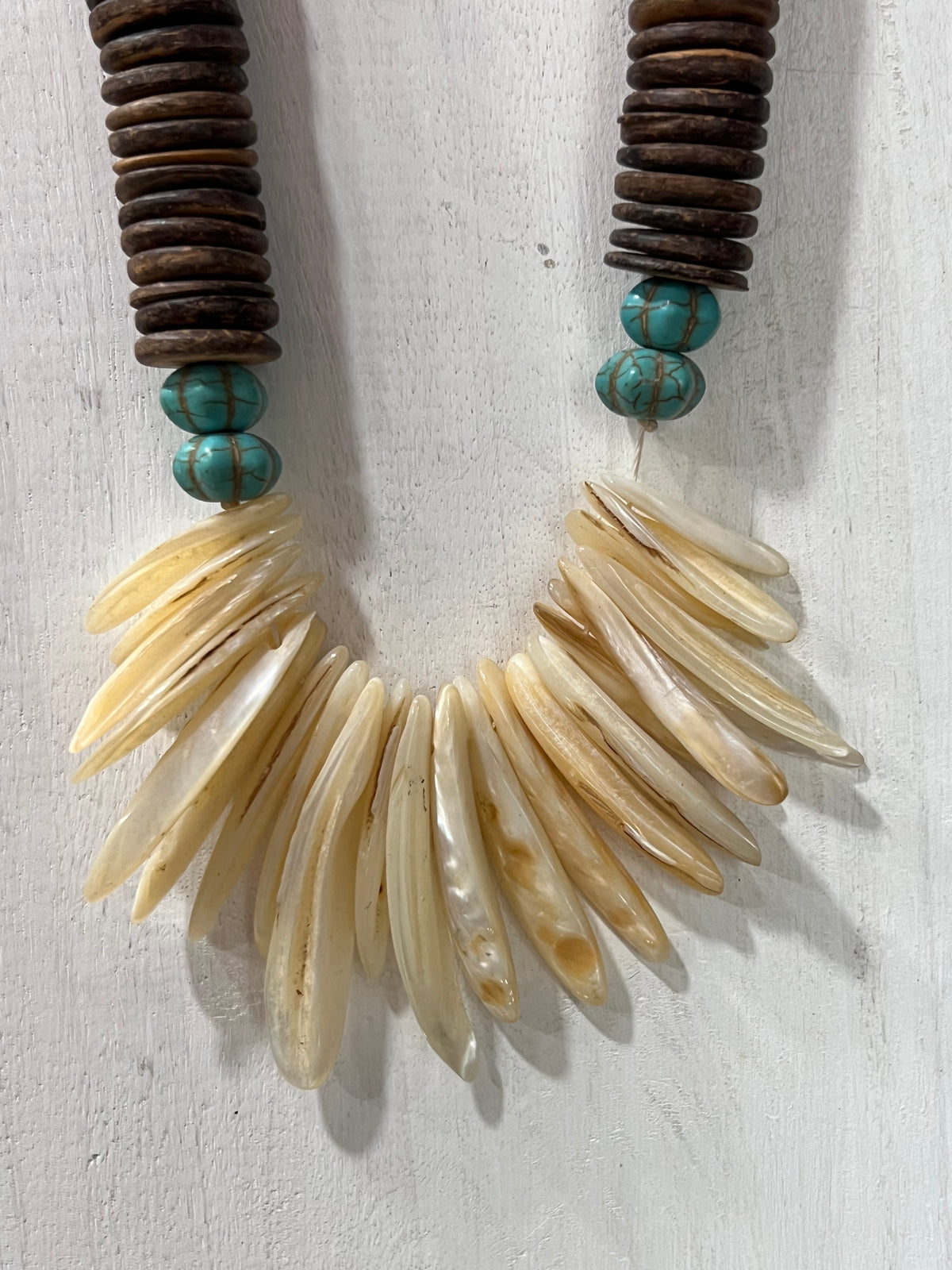 Boho Mother of Pearl Spall Collar Statement Necklace