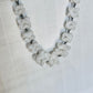 Vintage Mid-Century Signed Western Germany Sculpted Milk Glass X-Link Necklace