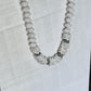 Vintage Mid-Century Signed West Germany Sculpted Milk Glass and Rhinestone Collar Necklace