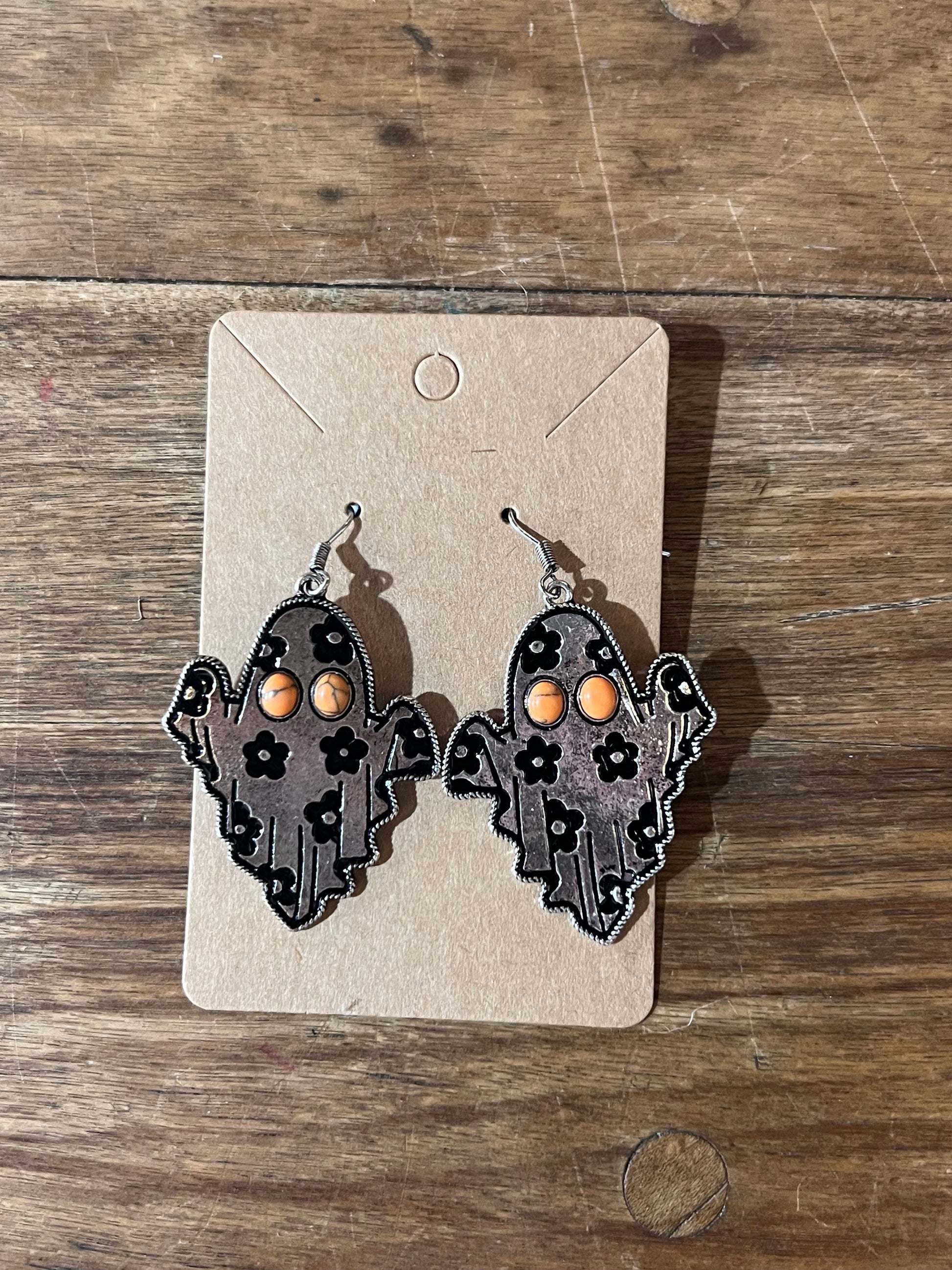 Floral Ghost Statement Dangle Earrings 