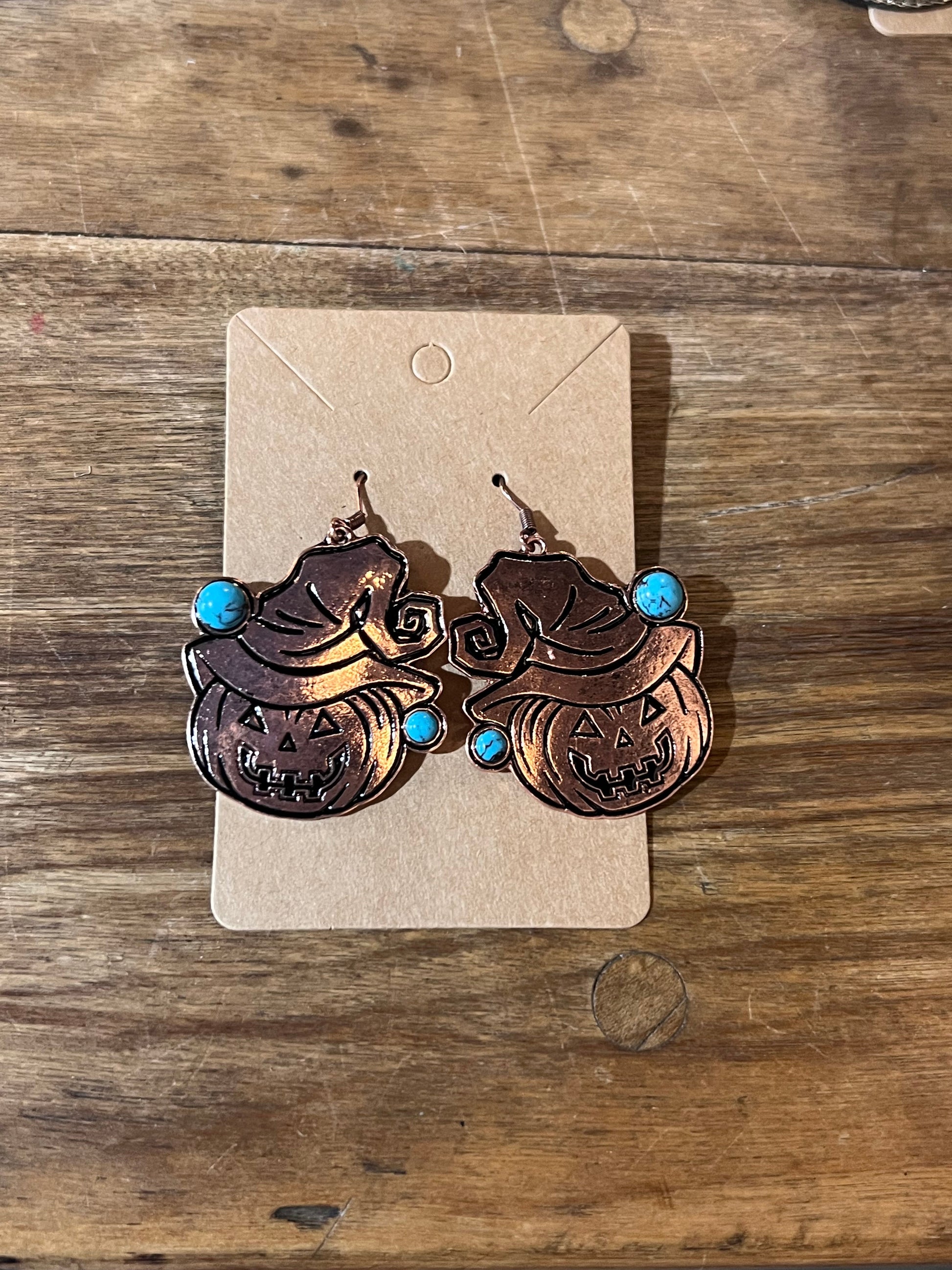 Witch Hat Pumpkin Statement Dangle Earrings 
