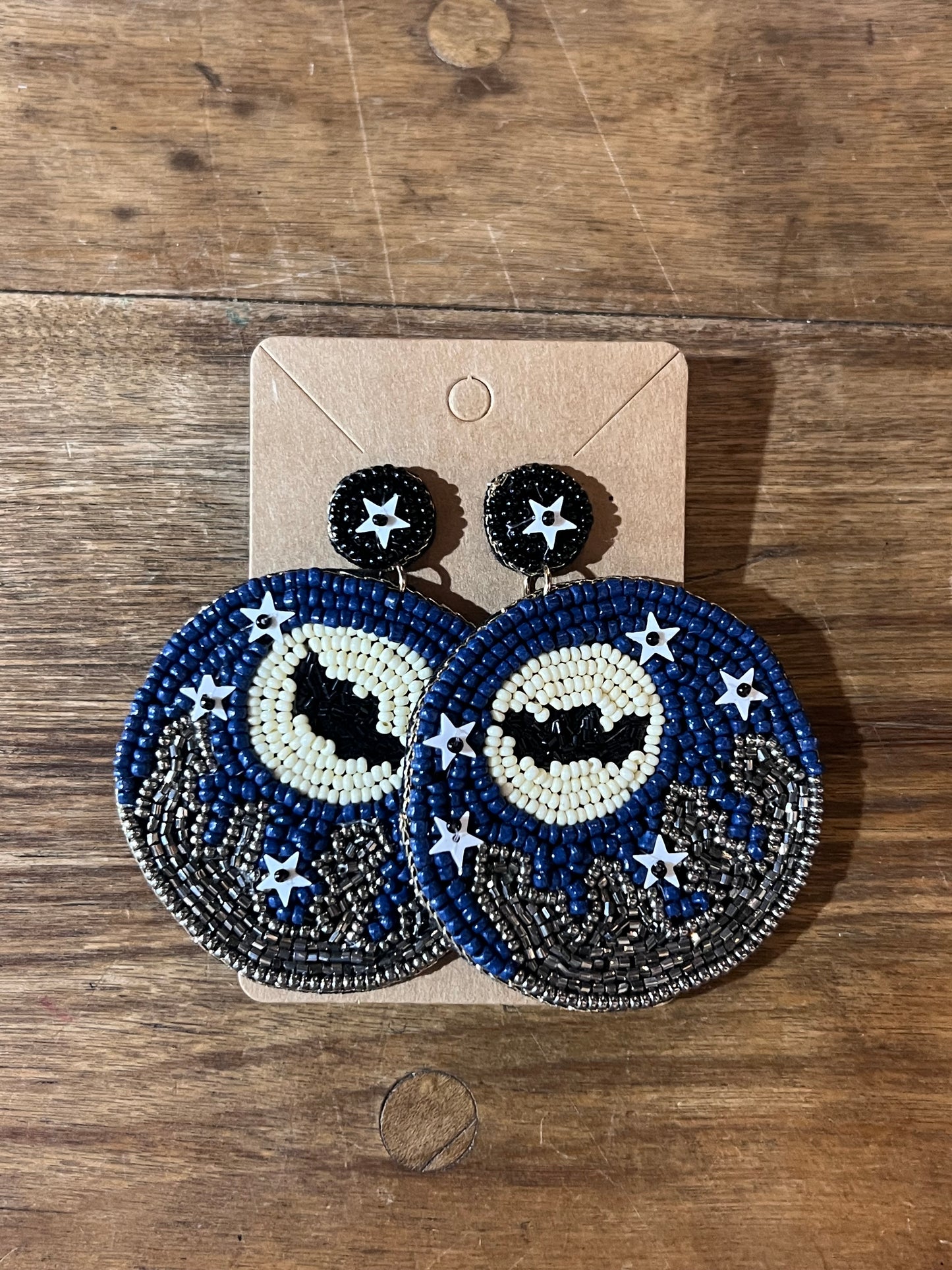 Midnight Celestial Beaded Statement Earrings