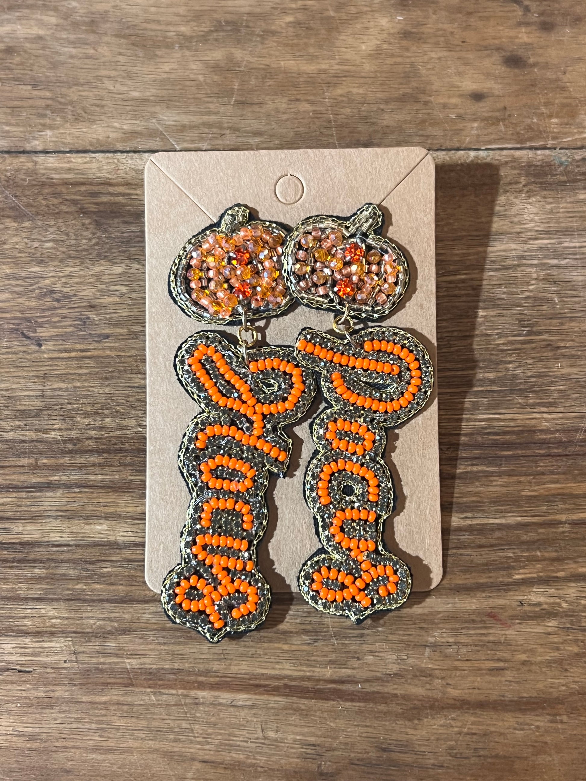 Hocus Pocus Beaded Pumpkin Statement Earrings