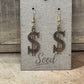 Gold Dollar Sign Dangle Earrings