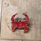 Hand-Painted Wooden Red Crab Brooch / Pin