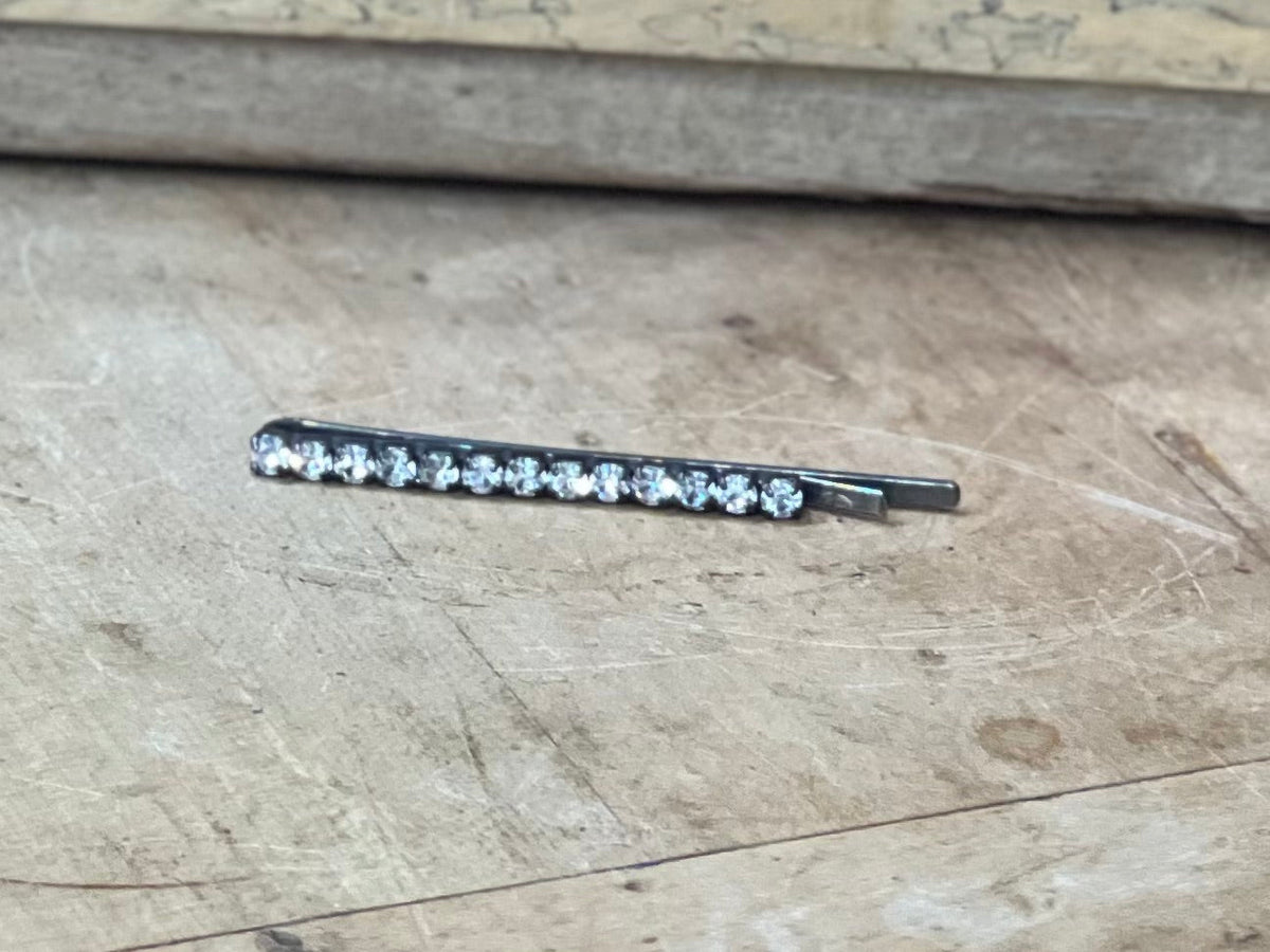 Vintage Silvertone Clear Rhinestone Bobby Pin / Hair Slide The Mustard Seed Collection, The Seed