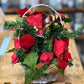 Artificial Christmas Poinsettia and Santa Basket Arrangement