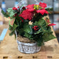 Artificial Christmas Poinsettia and Santa Basket Arrangement