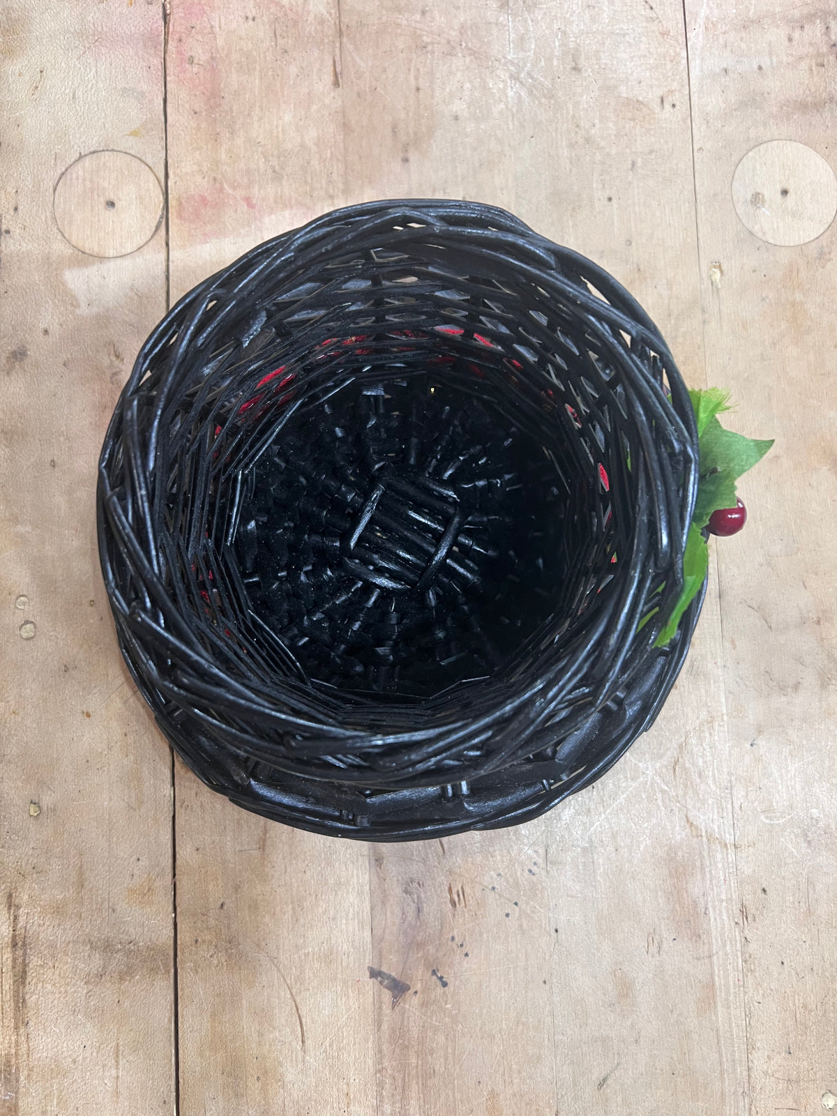 Snowman Top Hat Wicker Planter and Gift Basket